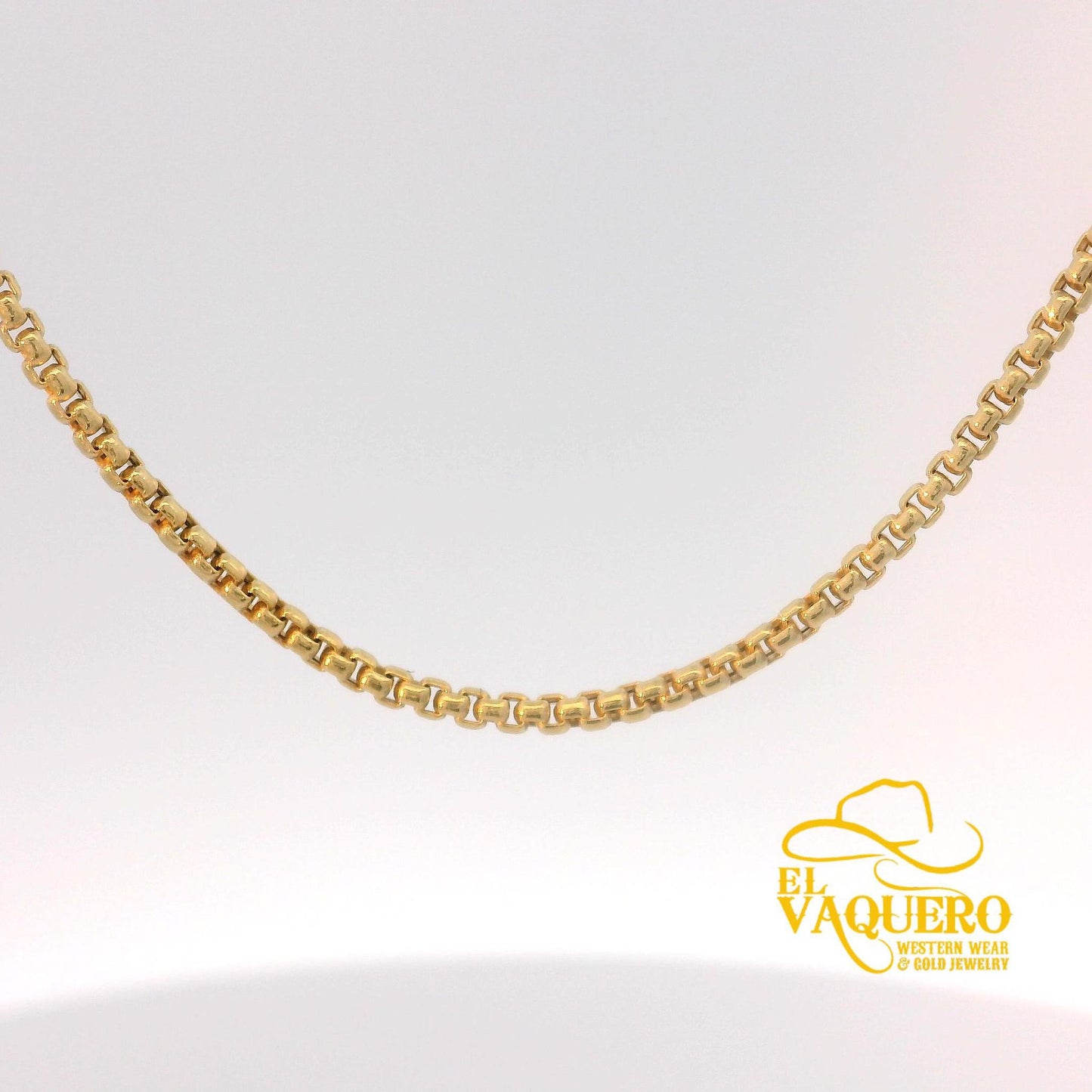 10K Gold Box Round Necklace