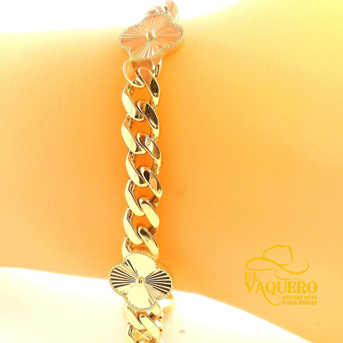 10K Gold Clover Link Bracelet