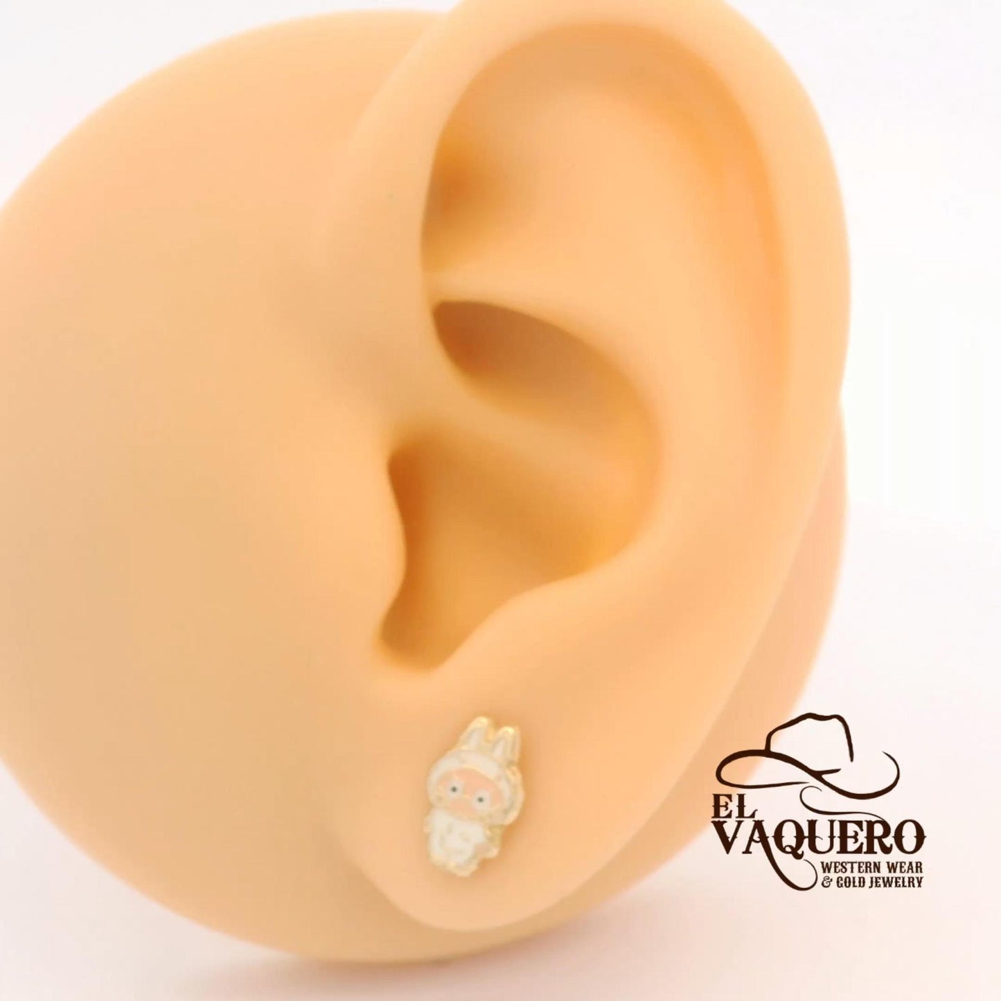 14K Gold Labubu Character Stud Earrings