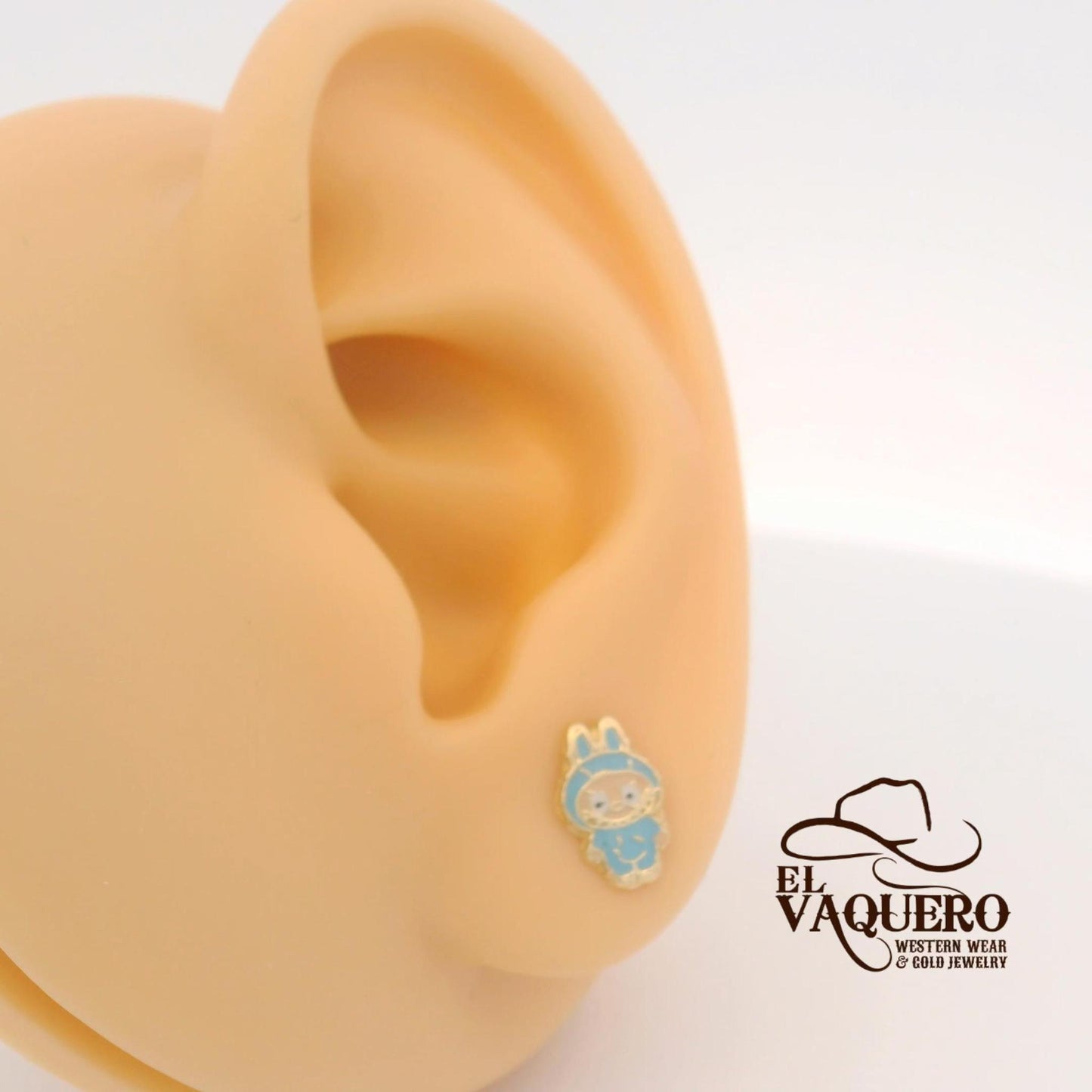 14K Gold Labubu Character Stud Earrings