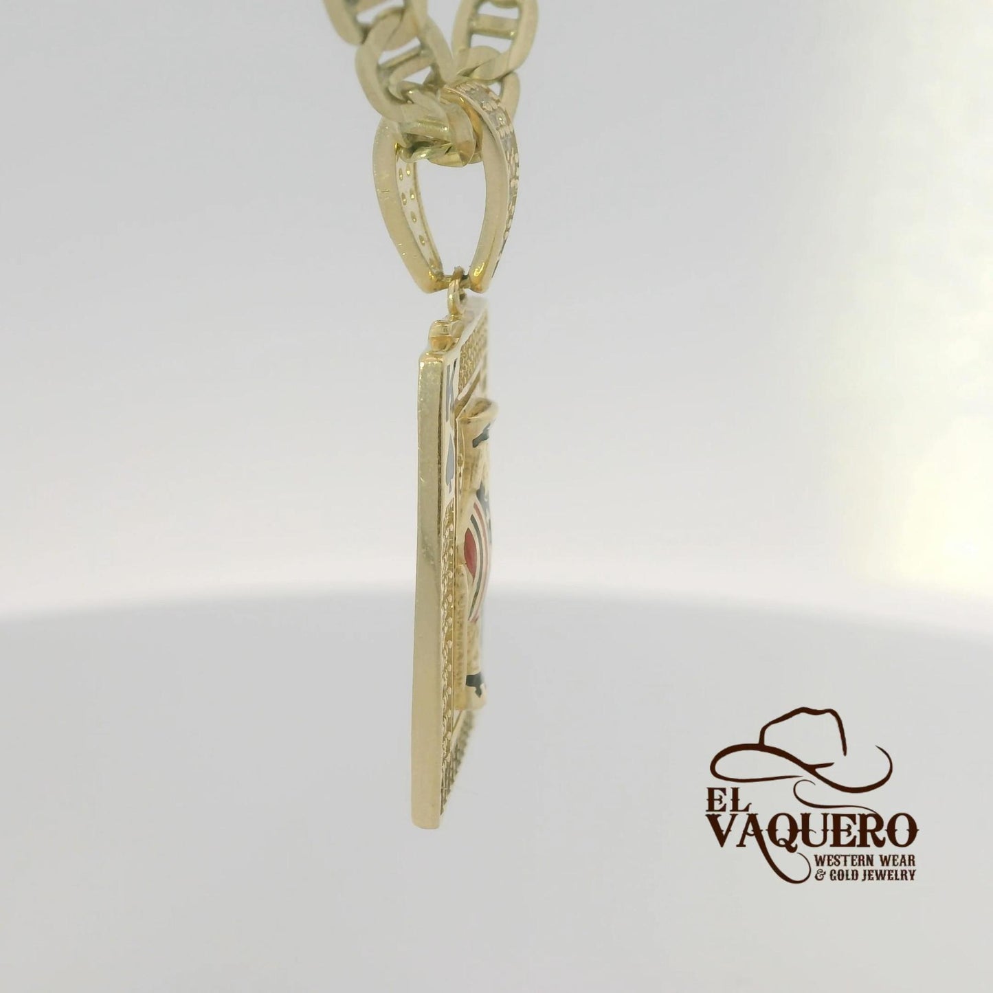 14K Gold King & Queen Playing Cards Pendant
