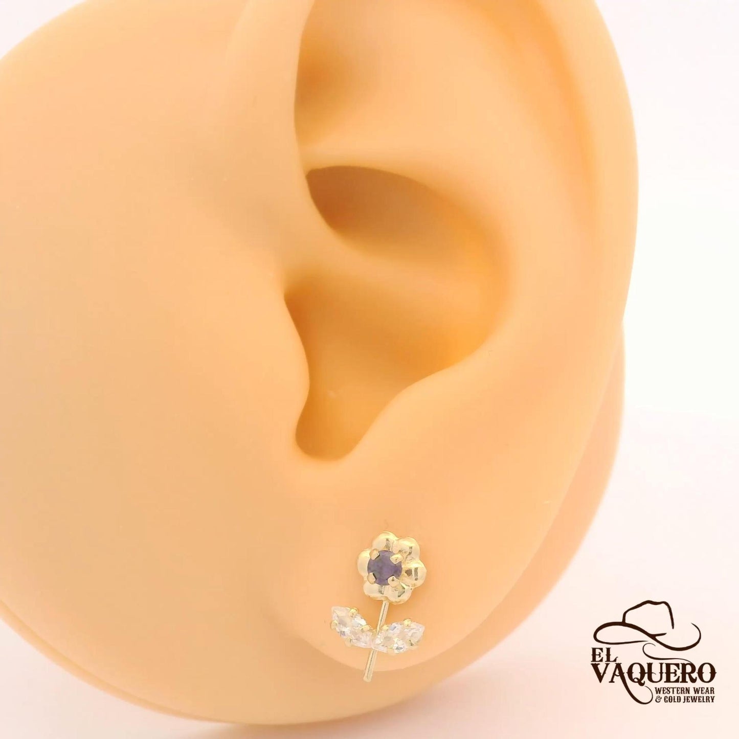 14K Gold Petite Flower Stud Earrings