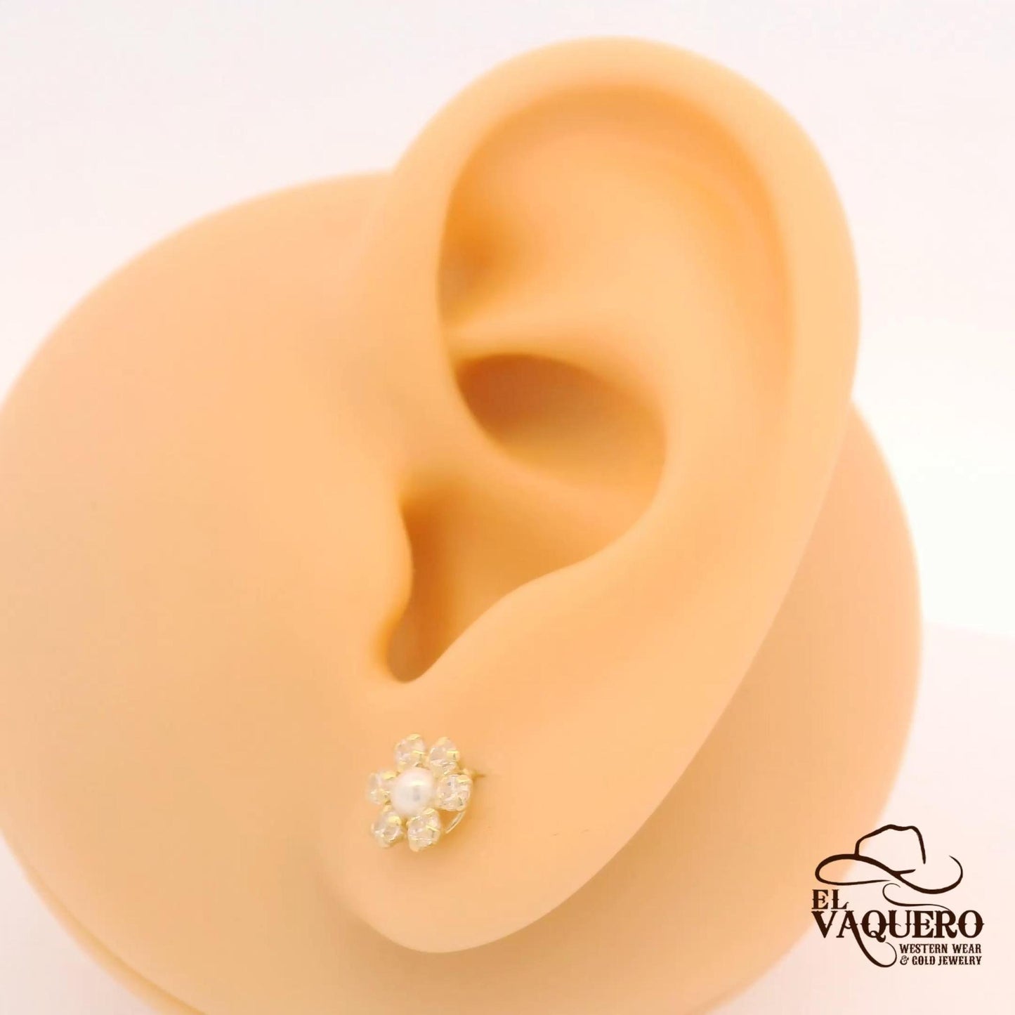 14K Gold Pearl Flower Stud Earrings – Multiple Colors
