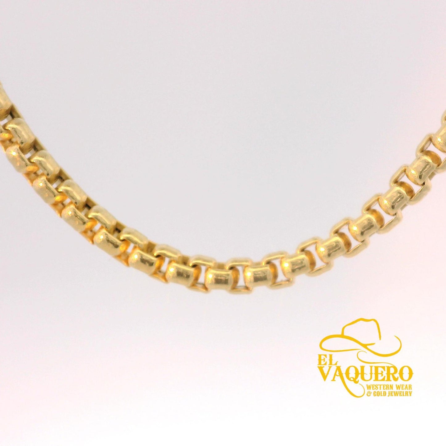 10K Gold Box Round Necklace