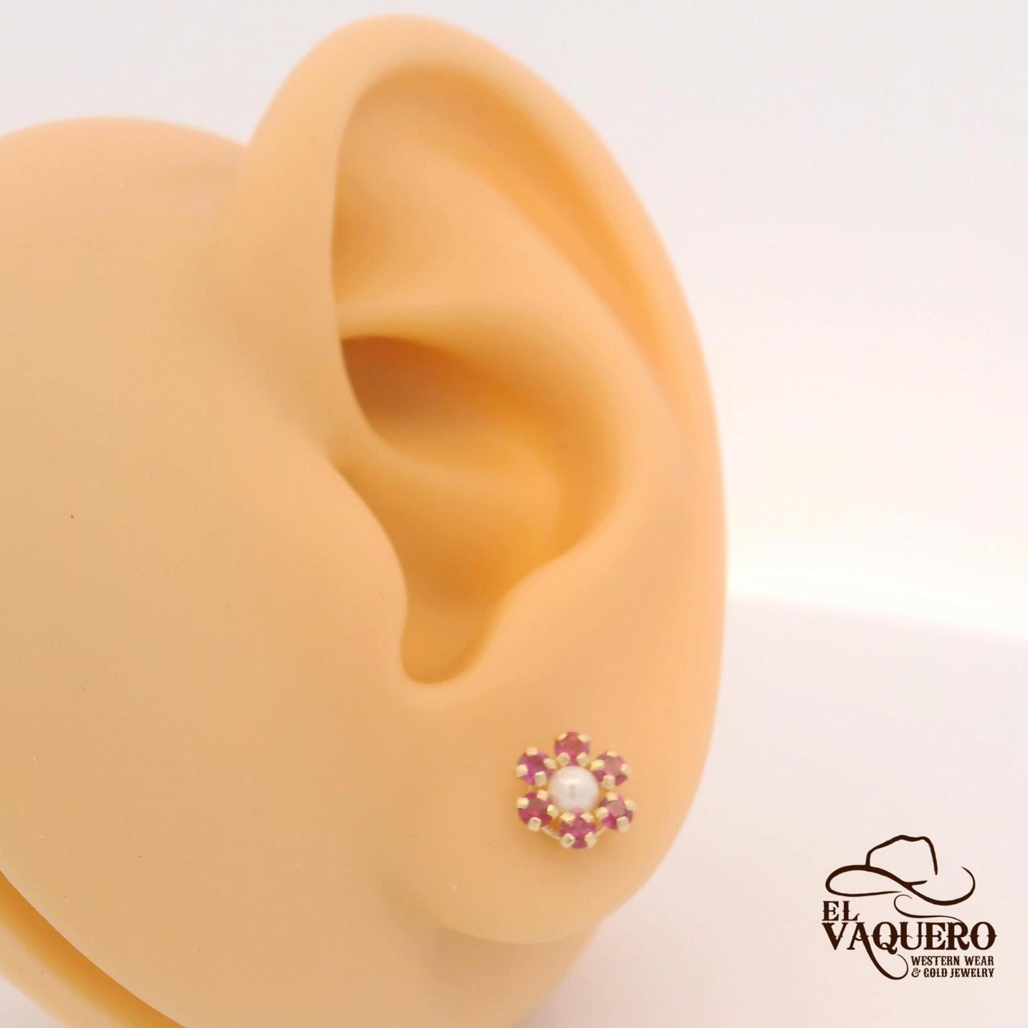 14K Gold Pearl Flower Stud Earrings – Multiple Colors