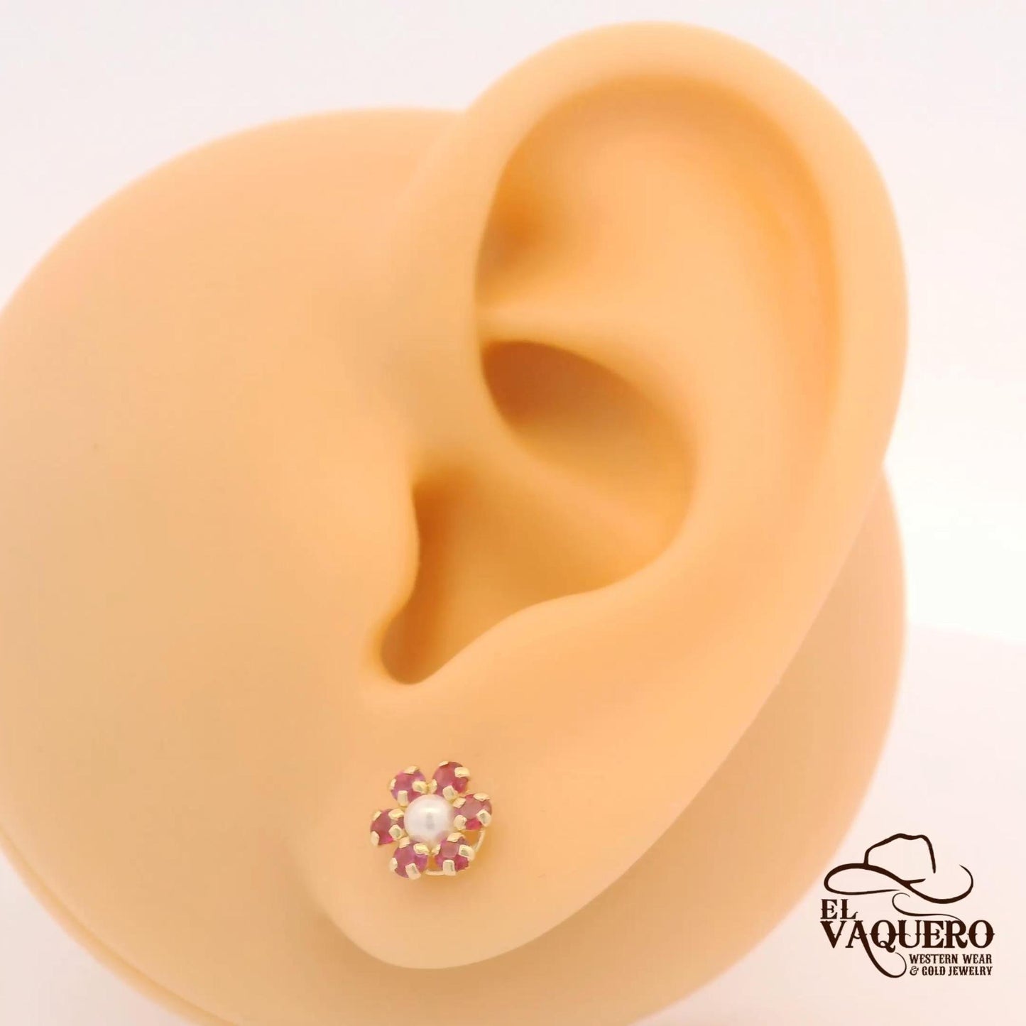 14K Gold Pearl Flower Stud Earrings – Multiple Colors