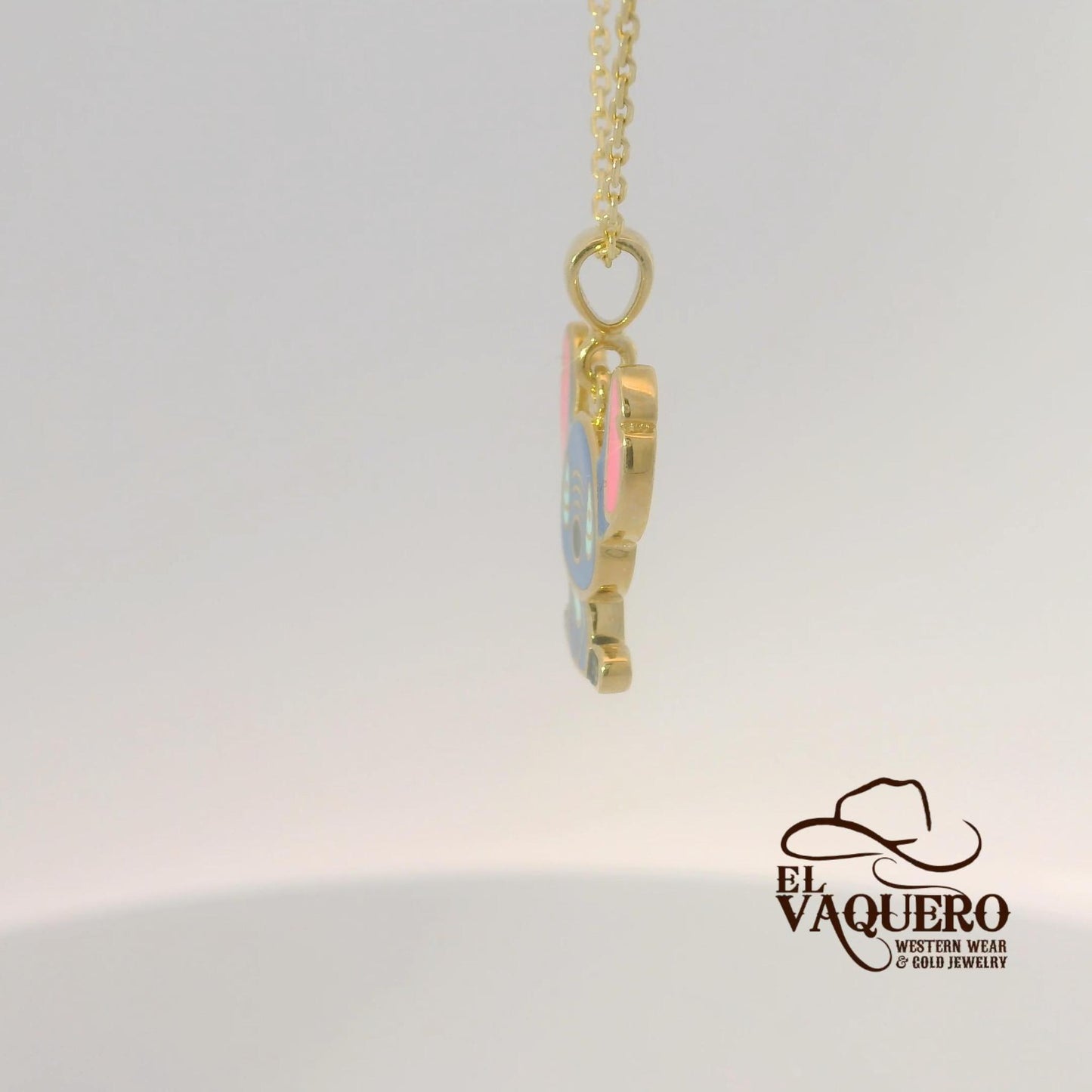 14K Gold Blue Stich Pendant