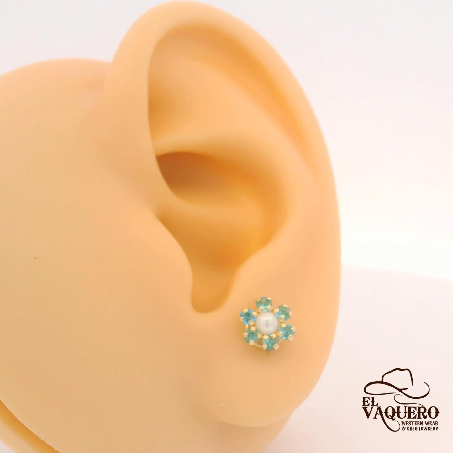 14K Gold Pearl Flower Stud Earrings – Multiple Colors