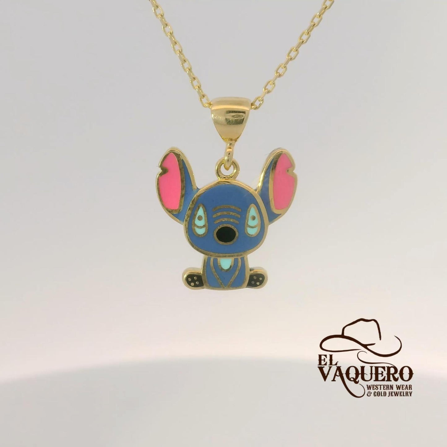 14K Gold Blue Stich Pendant