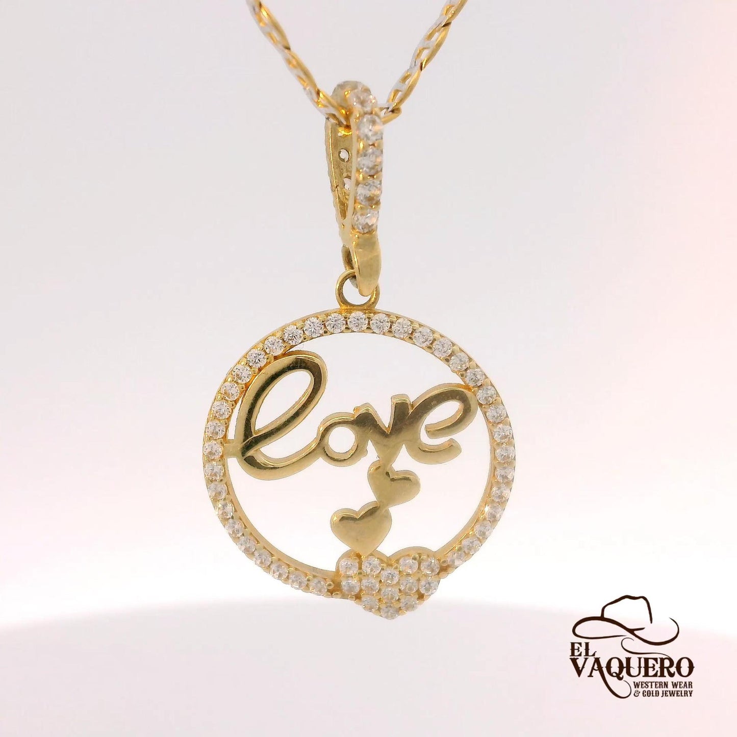 14K Gold Love Pendants – Script & Circle Designs