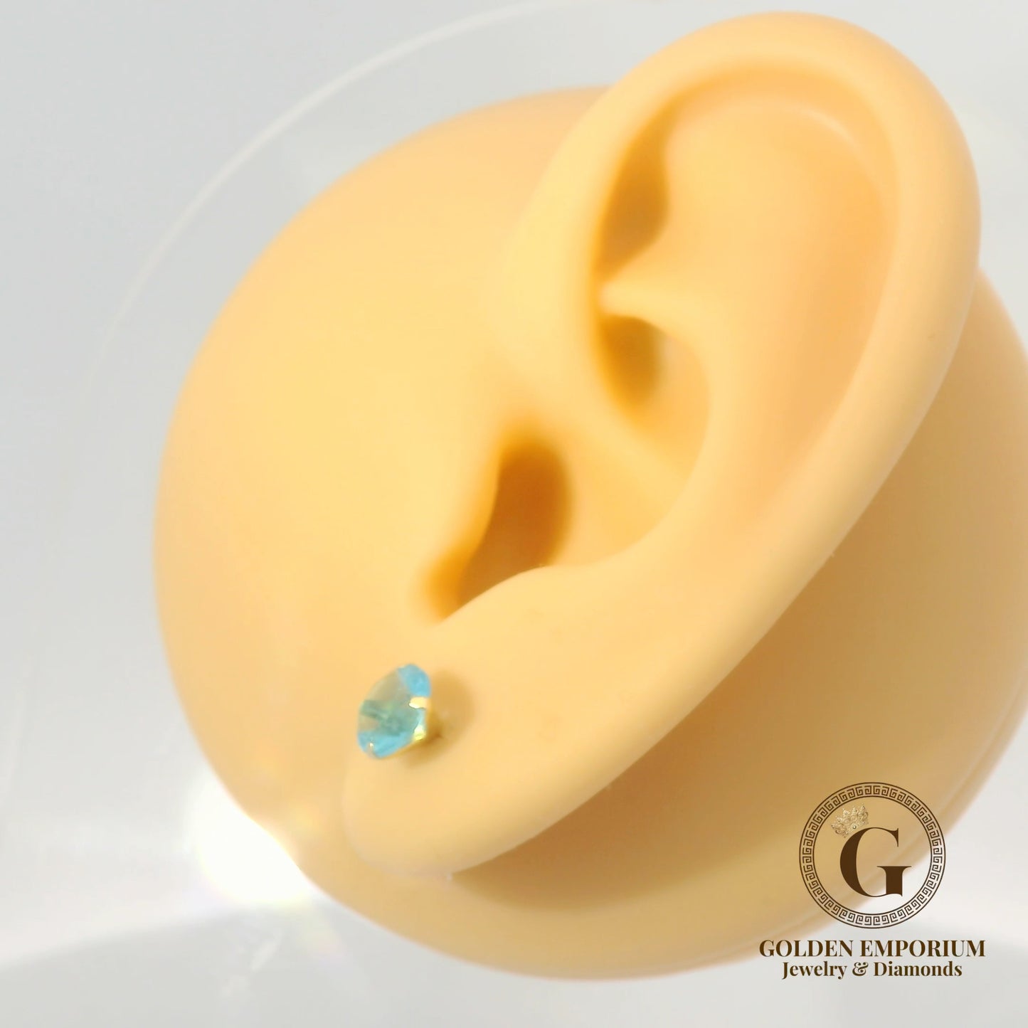 14K Gold Baby Blue Stud Earrings