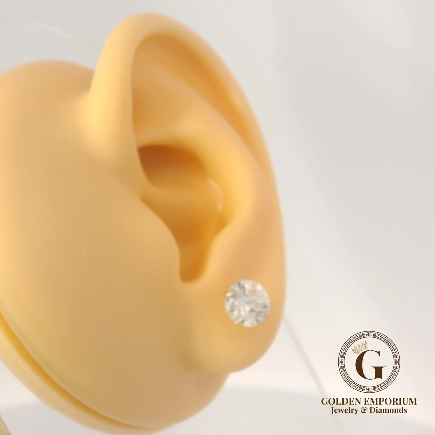 14K Gold Clear Stud Earrings
