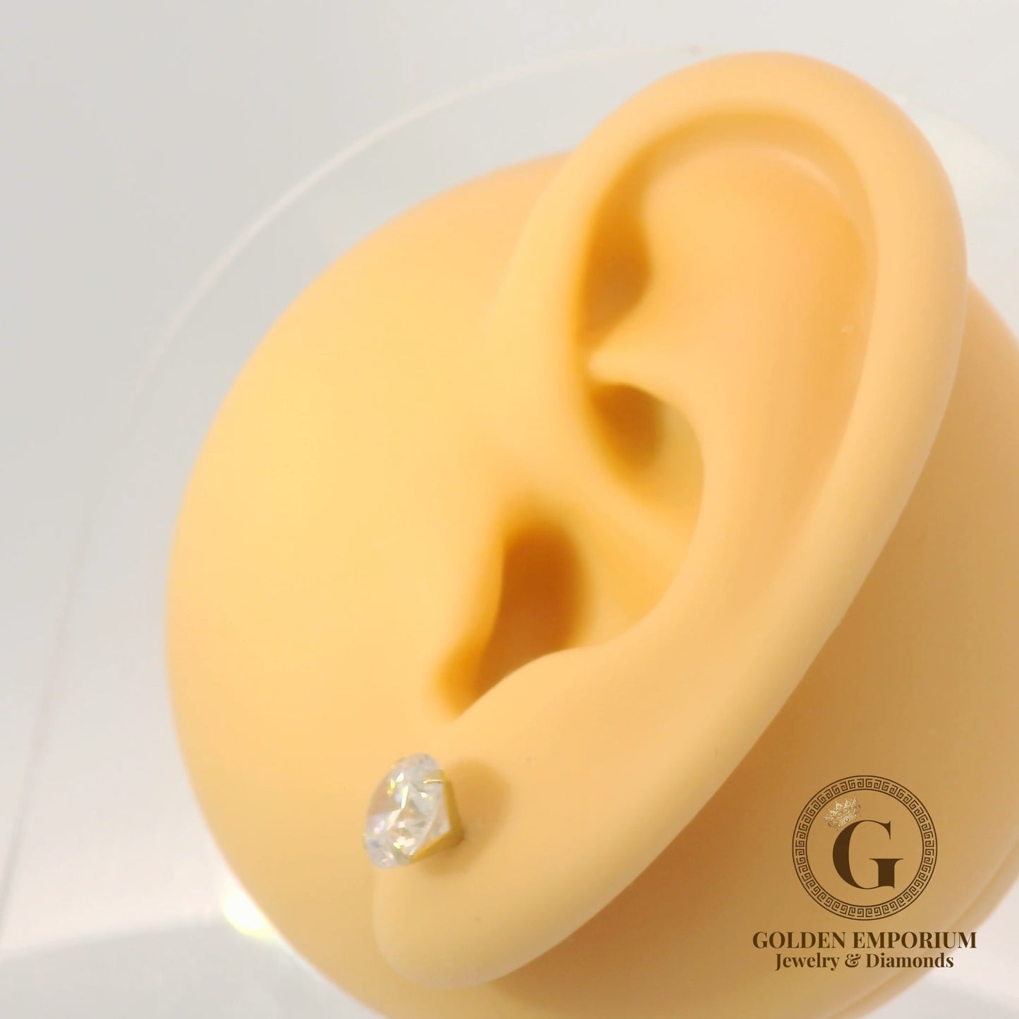 14K Gold Clear Stud Earrings