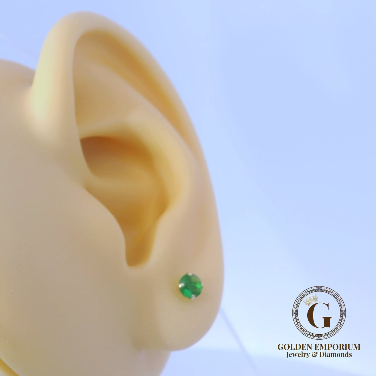 14K Petite Gold Vibrant Green Stud Earrings