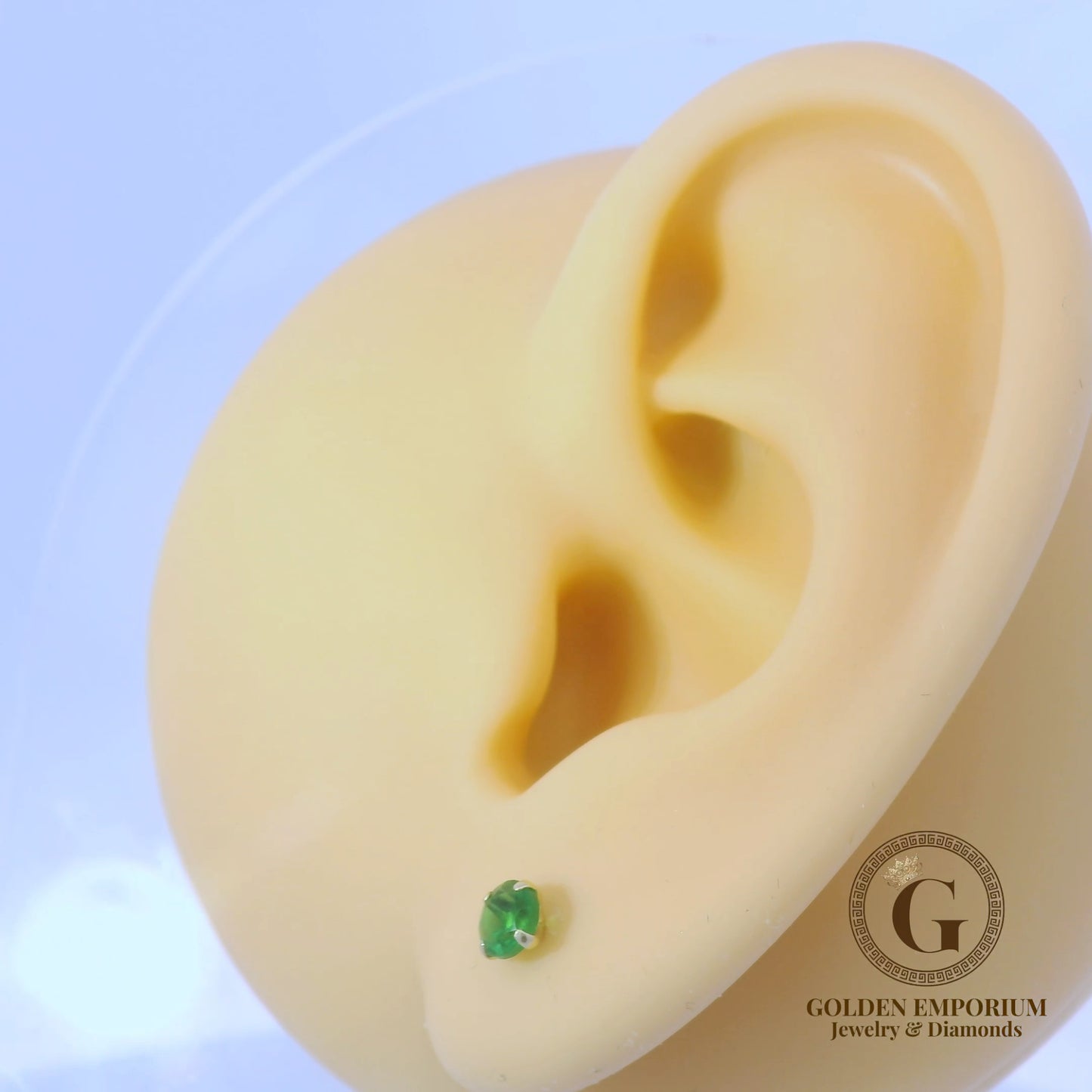 14K Petite Gold Vibrant Green Stud Earrings
