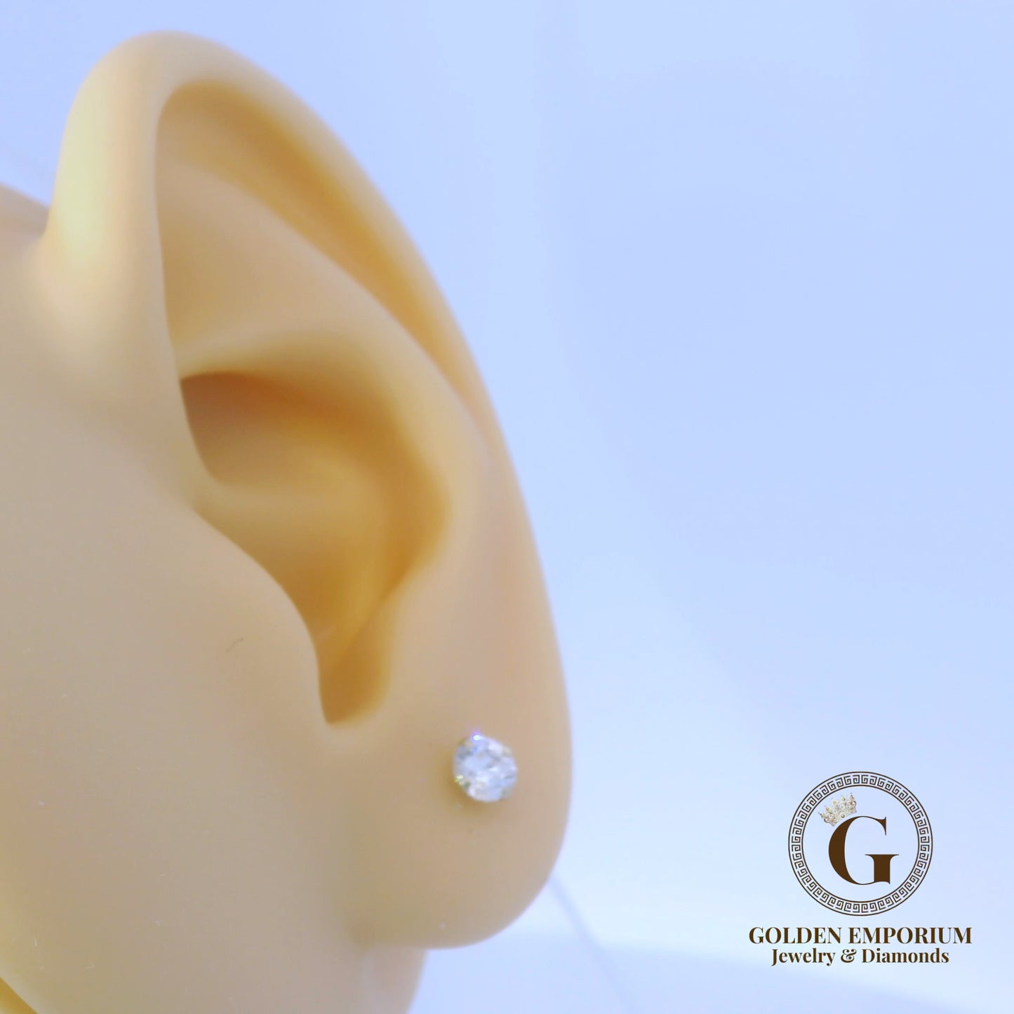14K Gold Petite Clear Stone Stud Earrings