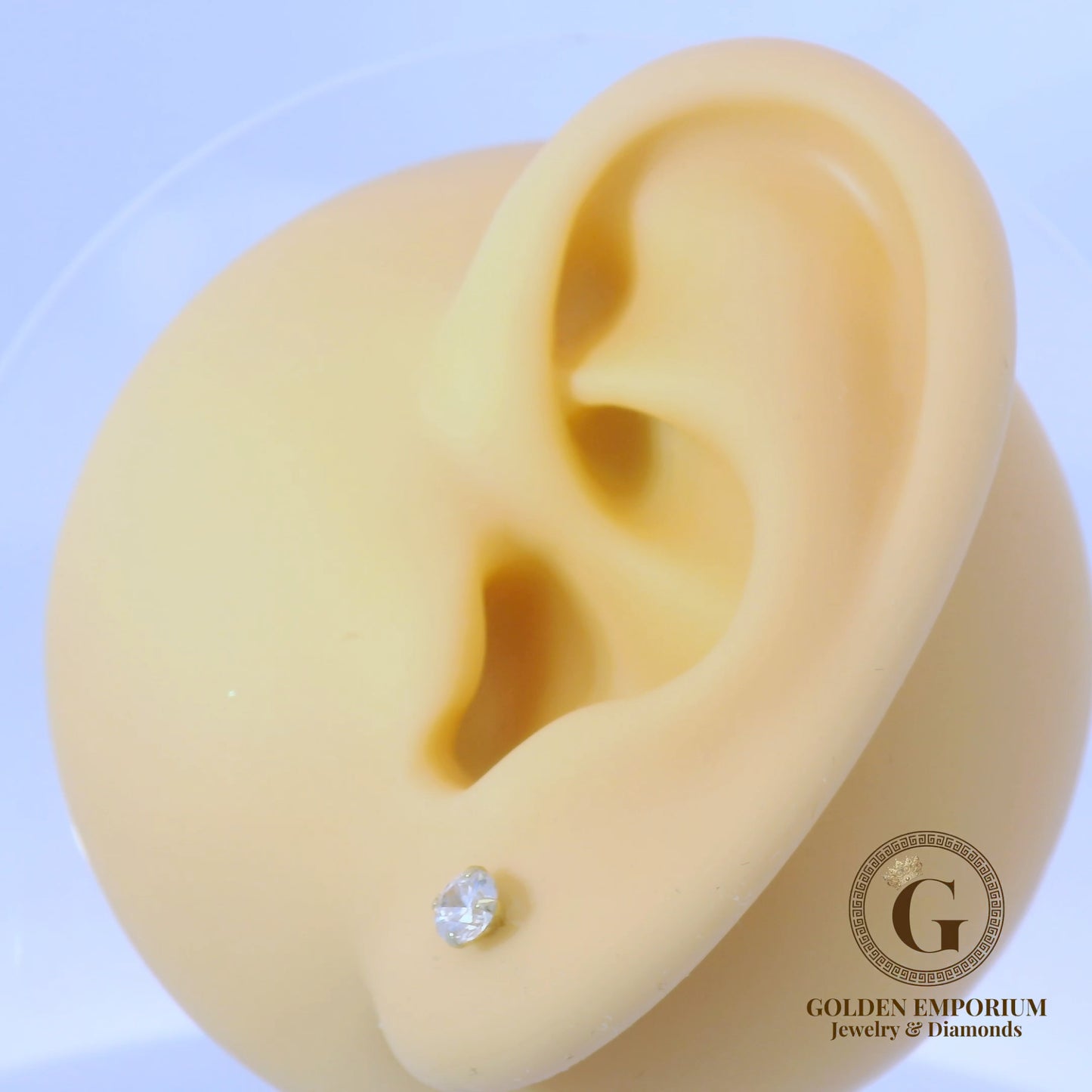 14K Gold Petite Clear Stone Stud Earrings
