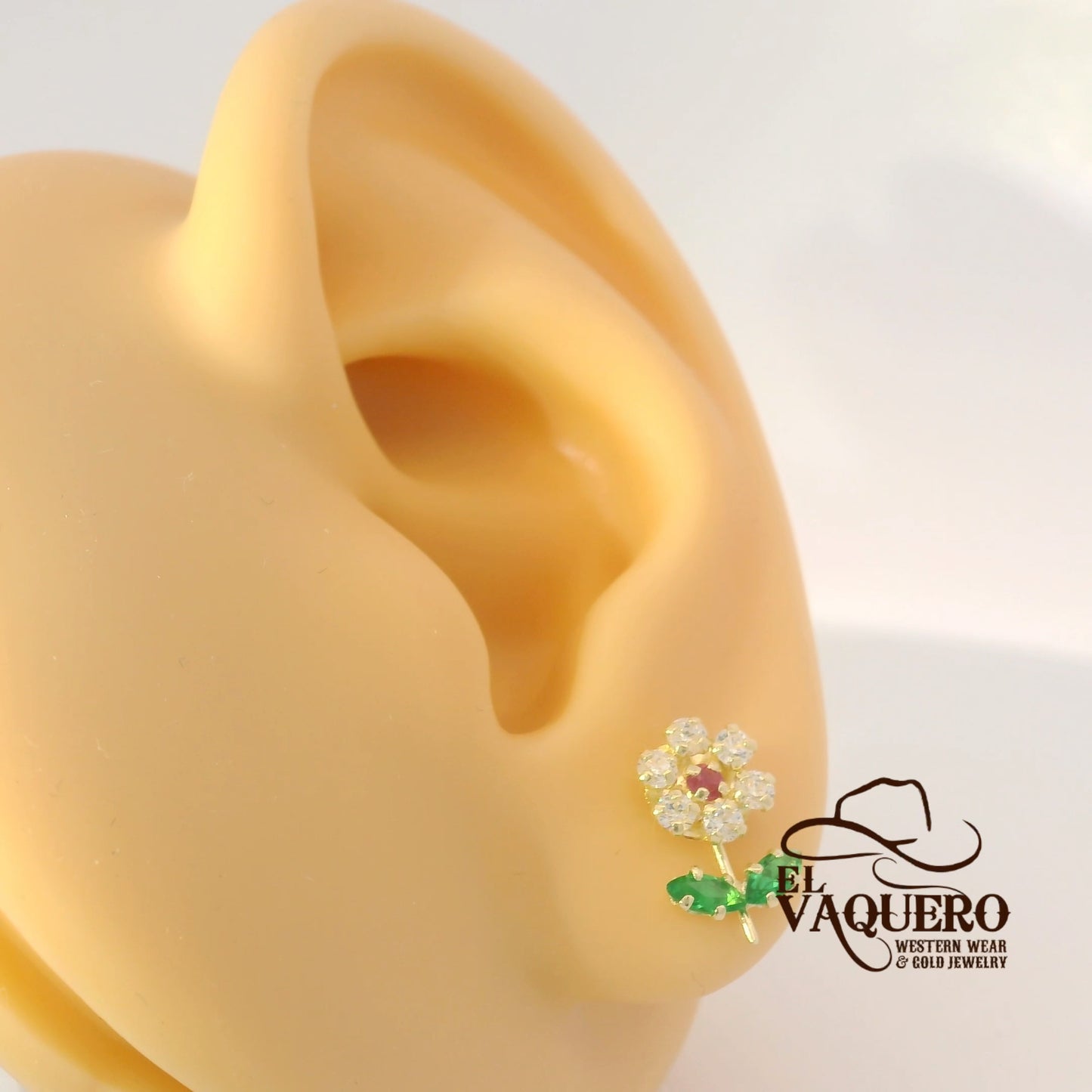 14K Gold Flower Stud Earrings