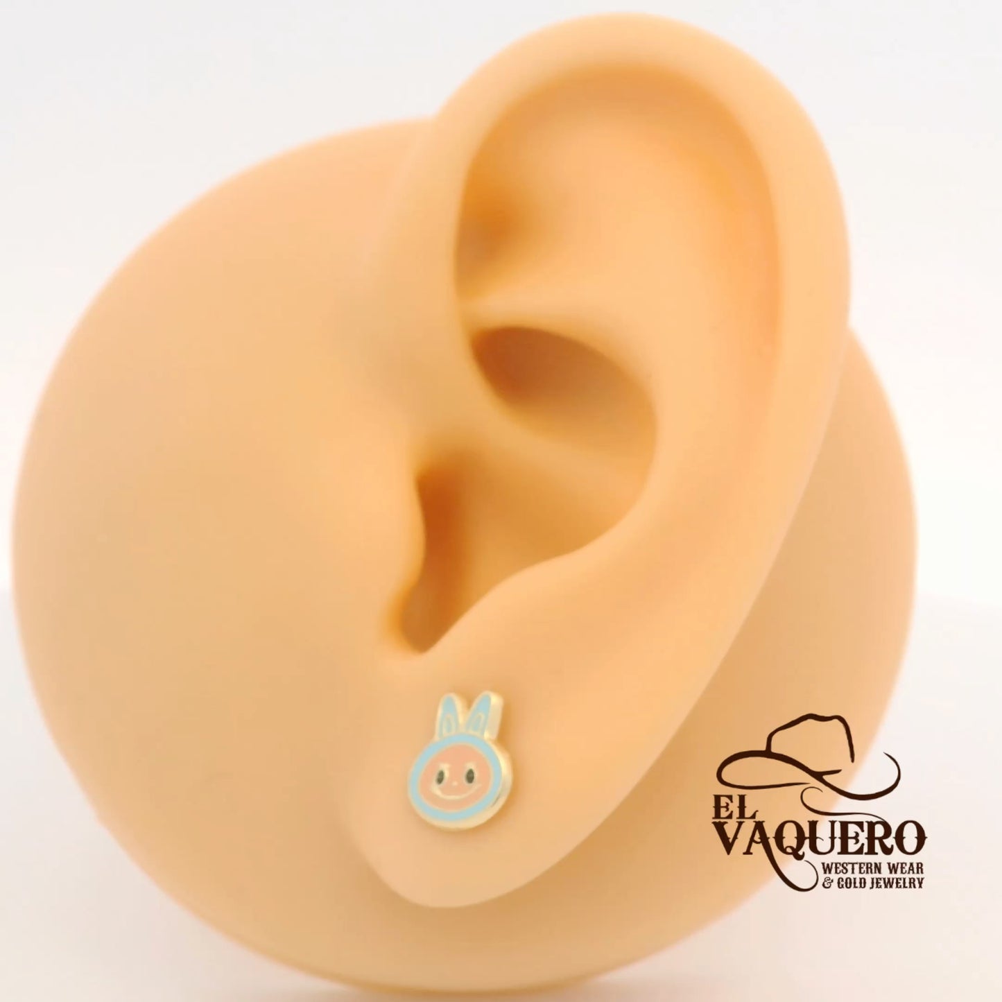 14K Gold Labubu Face Stud Earrings
