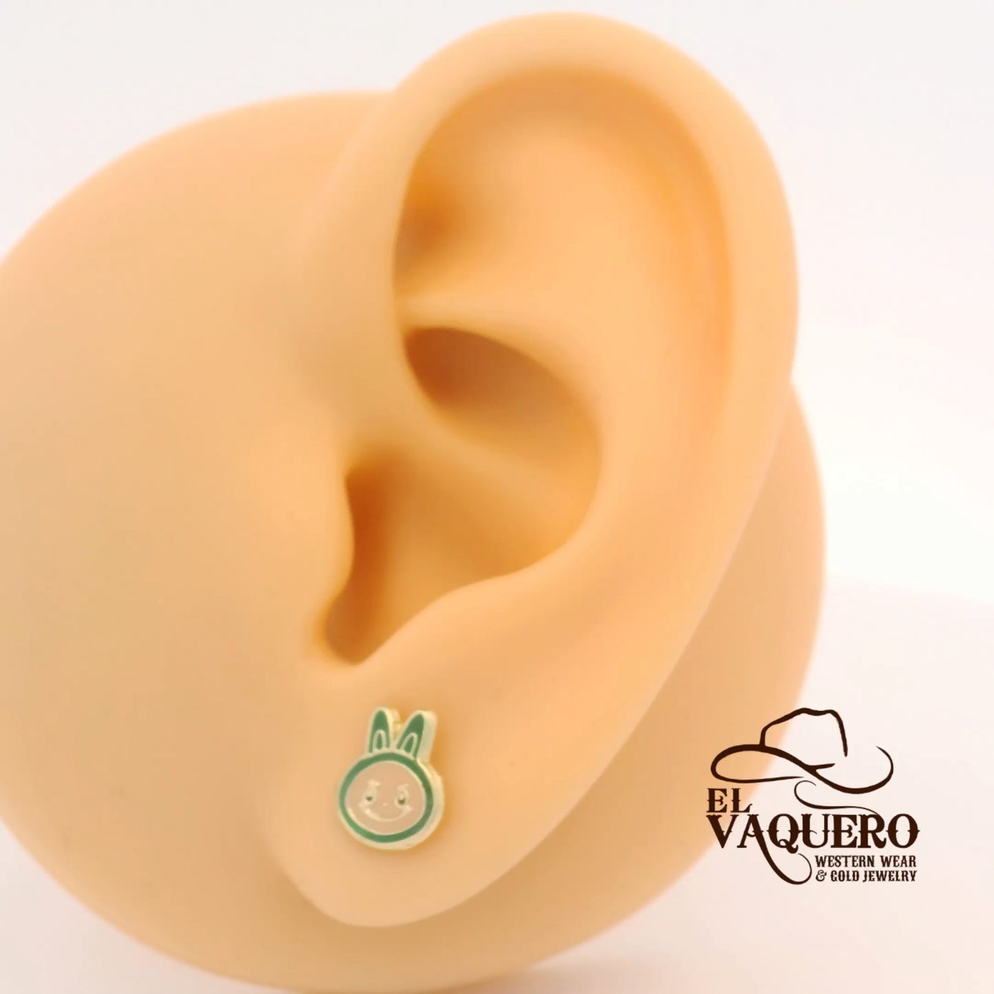 14K Gold Labubu Face Stud Earrings