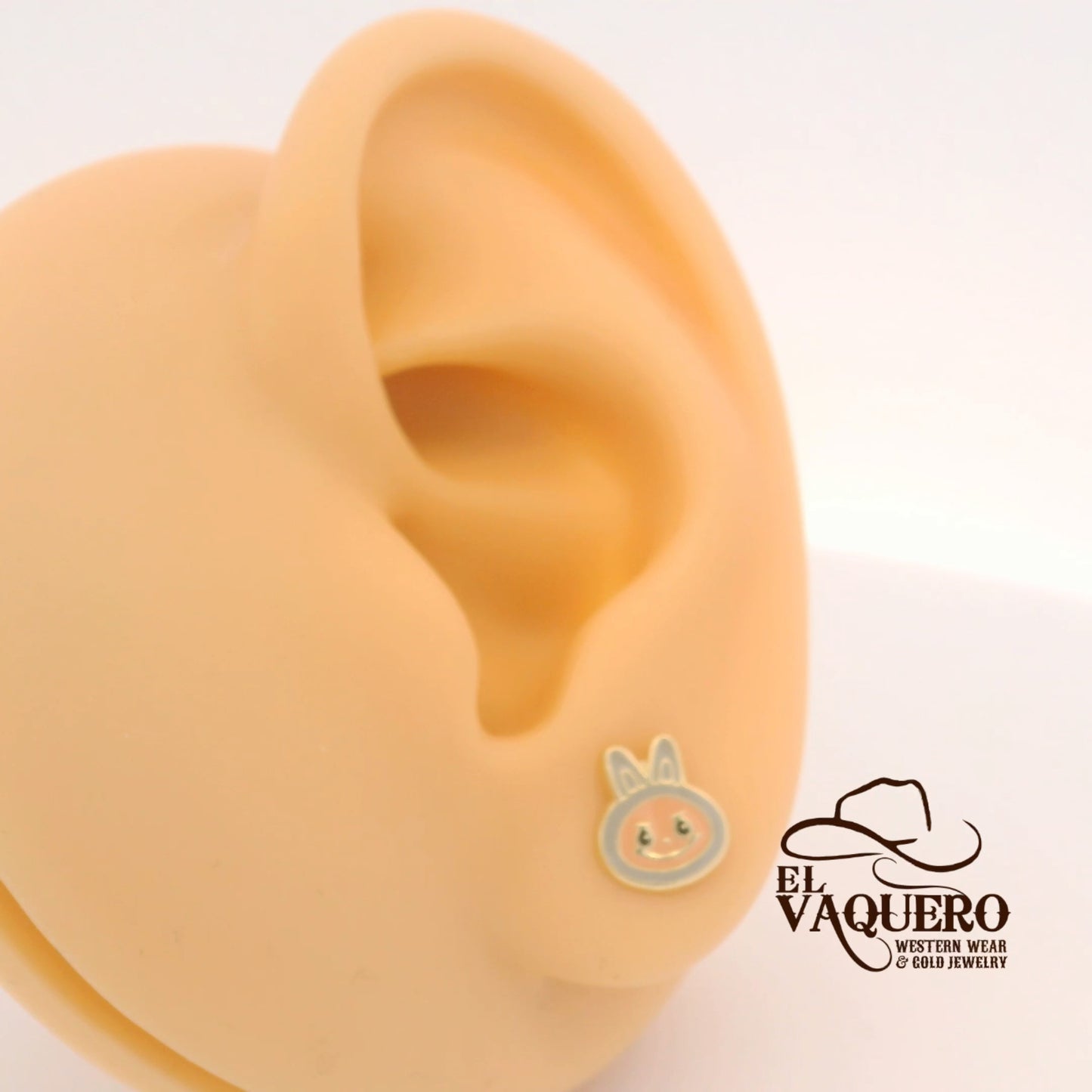 14K Gold Labubu Face Stud Earrings