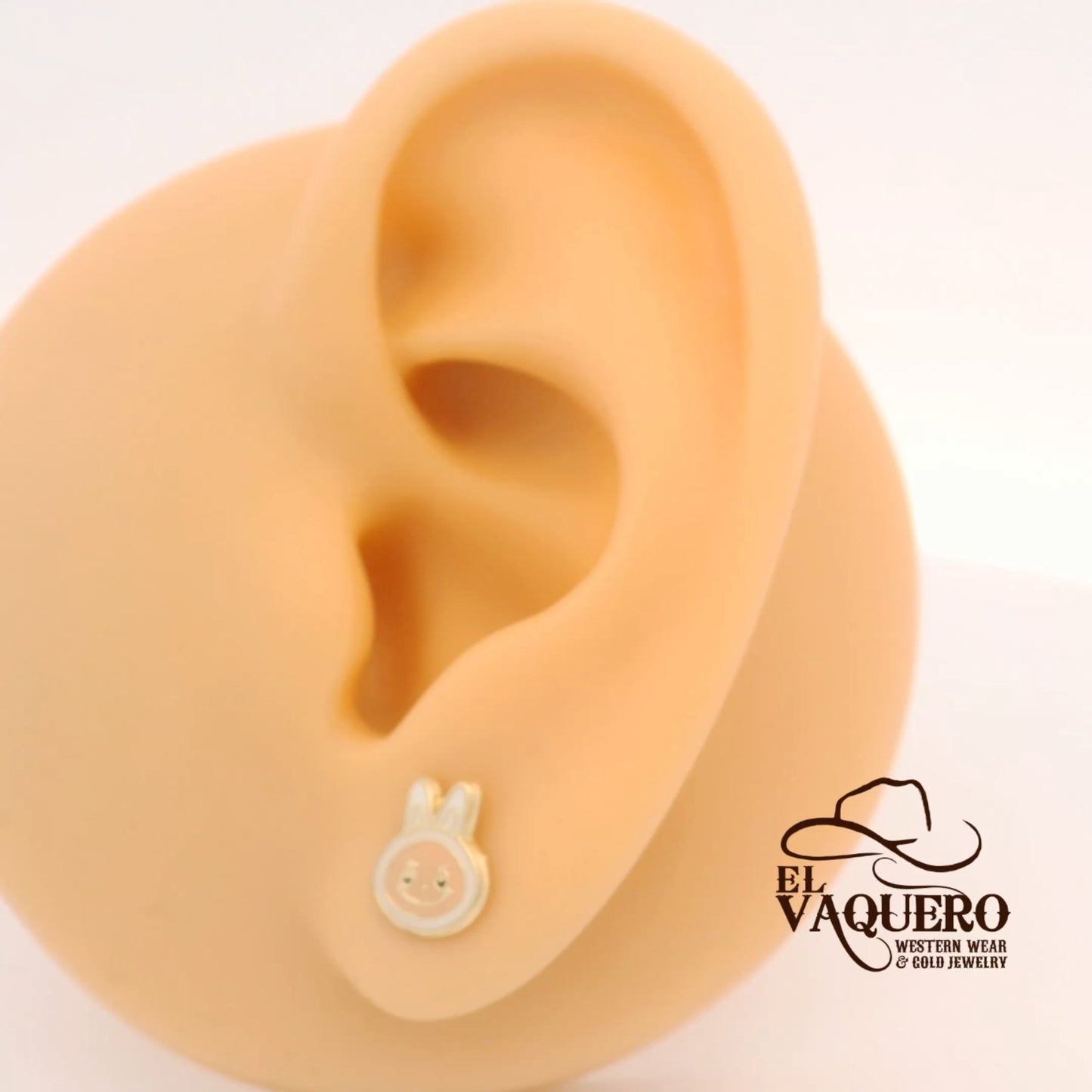 14K Gold Labubu Face Stud Earrings