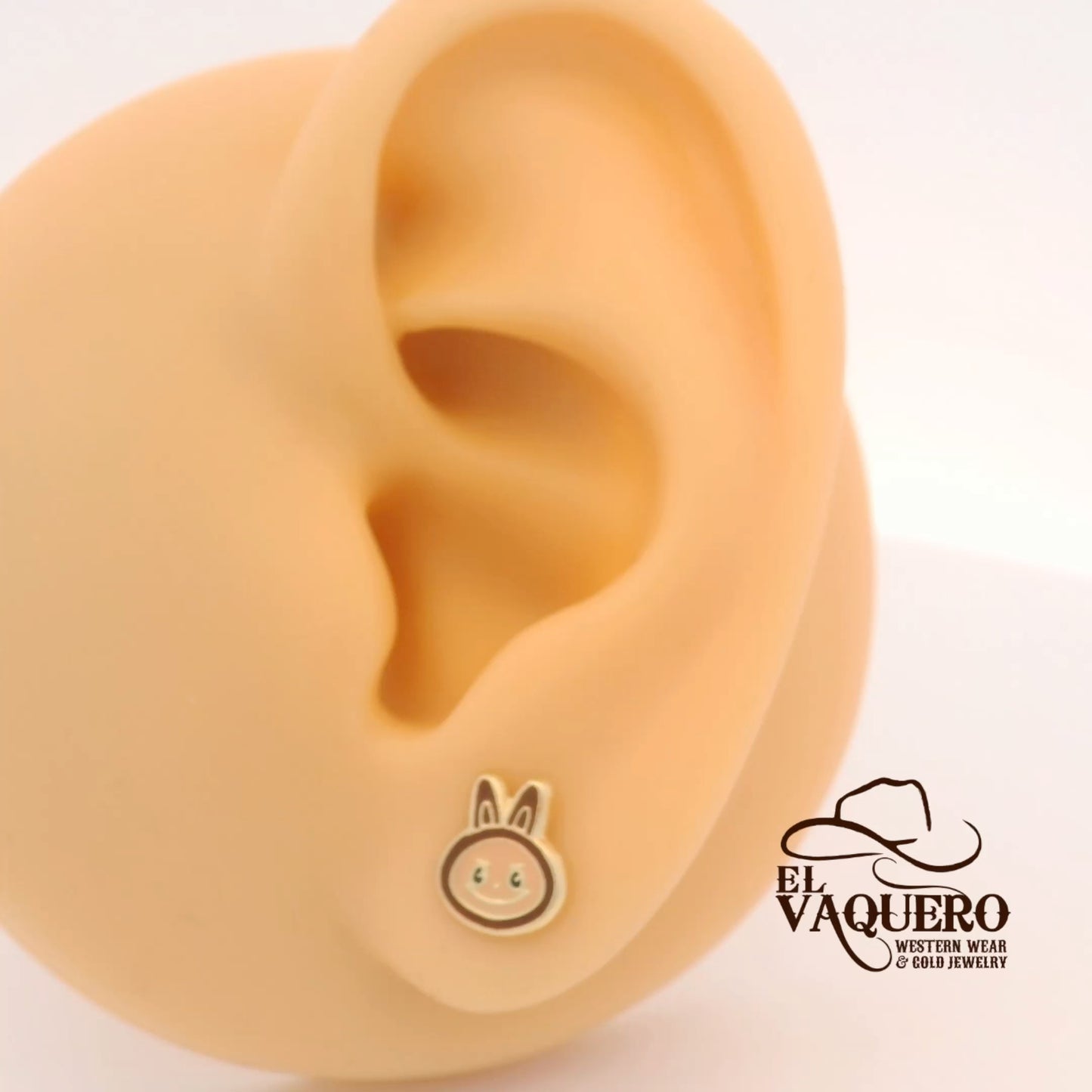 14K Gold Labubu Face Stud Earrings