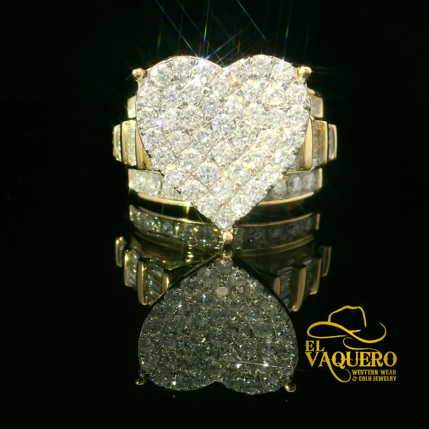 14K Gold Natural Diamond Heart Cluster Ring