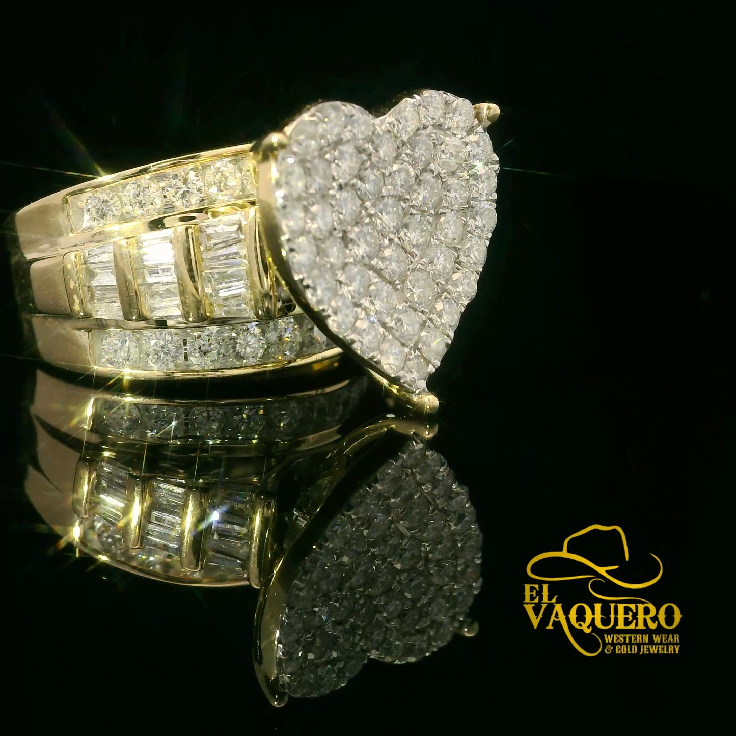 14K Gold Natural Diamond Heart Cluster Ring