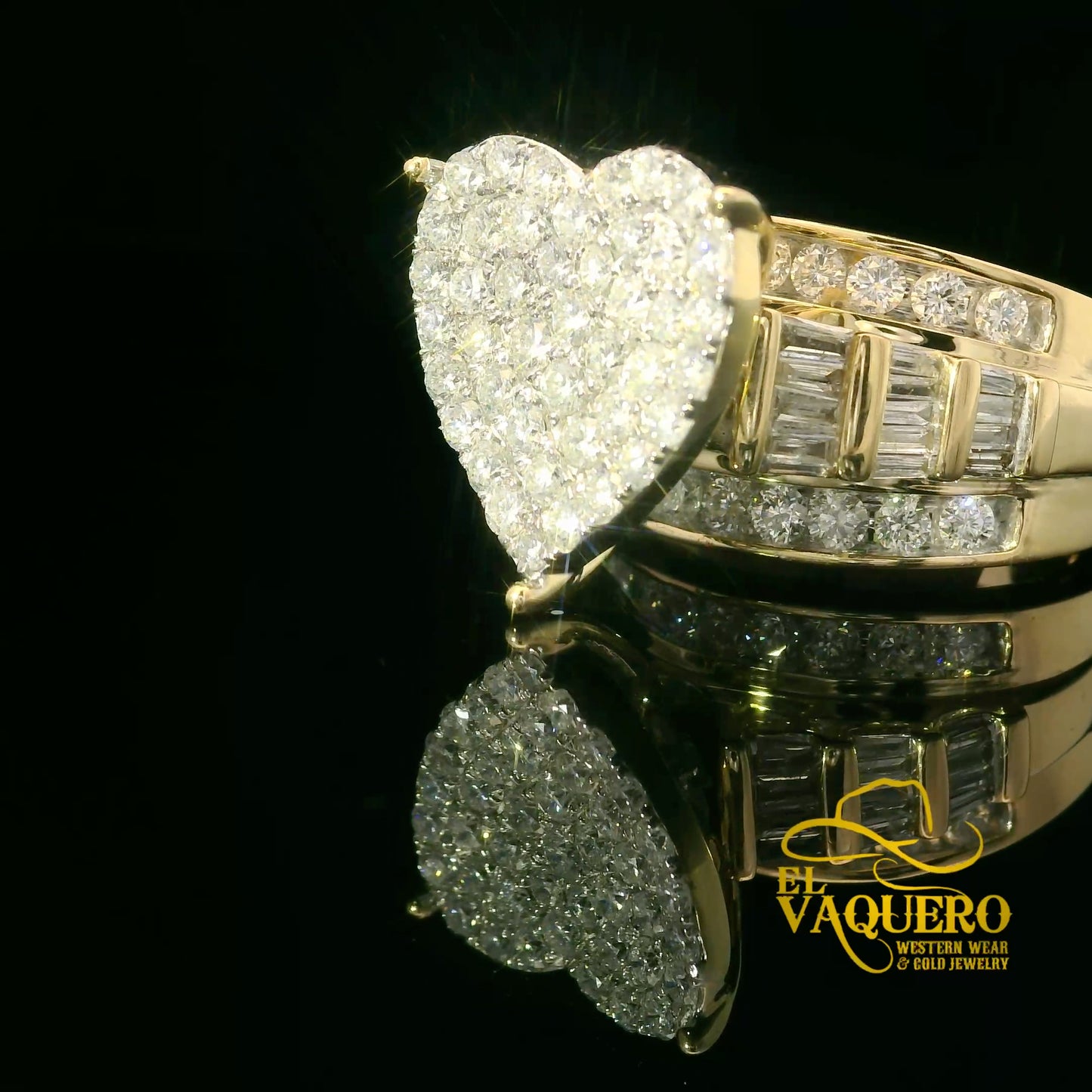 14K Gold Natural Diamond Heart Cluster Ring