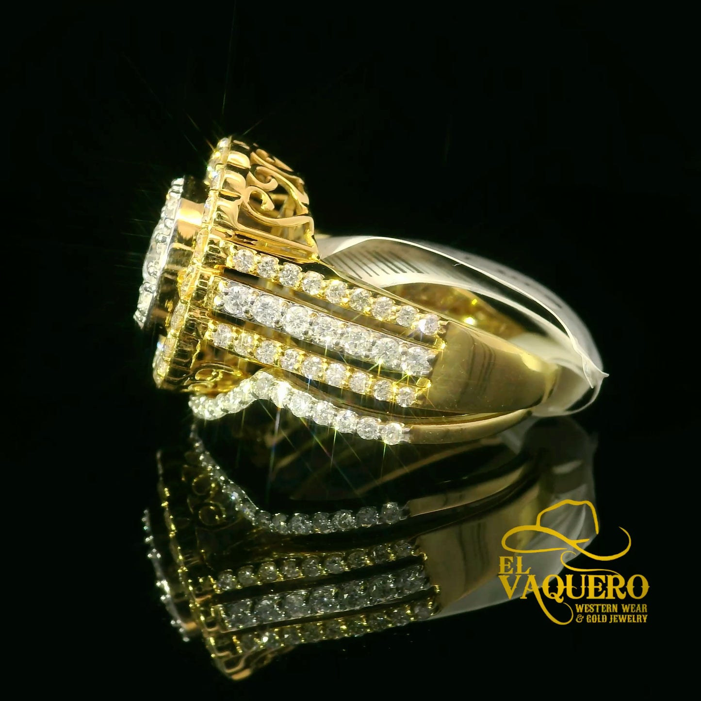 14K Gold Double Halo Natural Diamond Cluster Ring