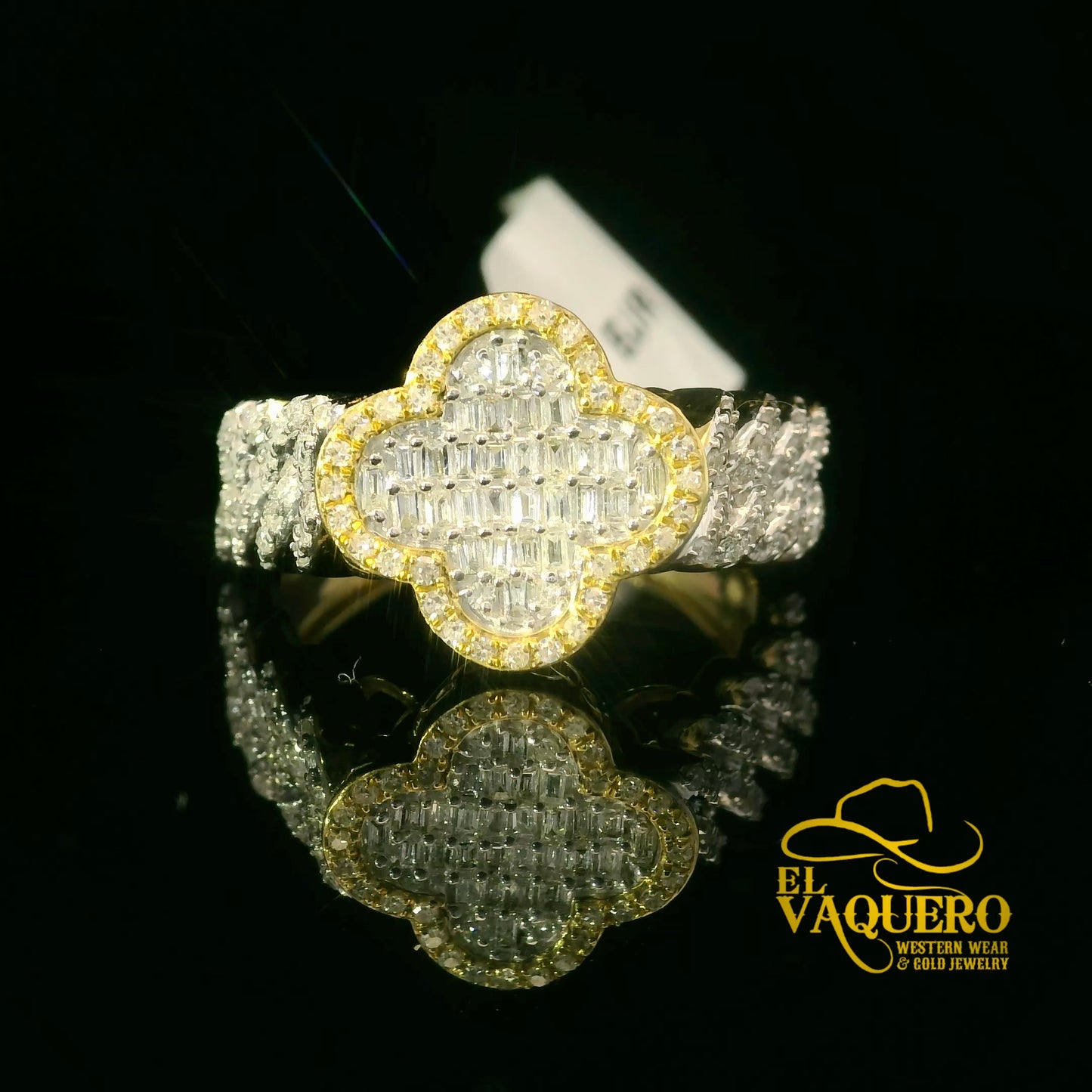 14K Gold Clover Shape Diamond Cluster Ring