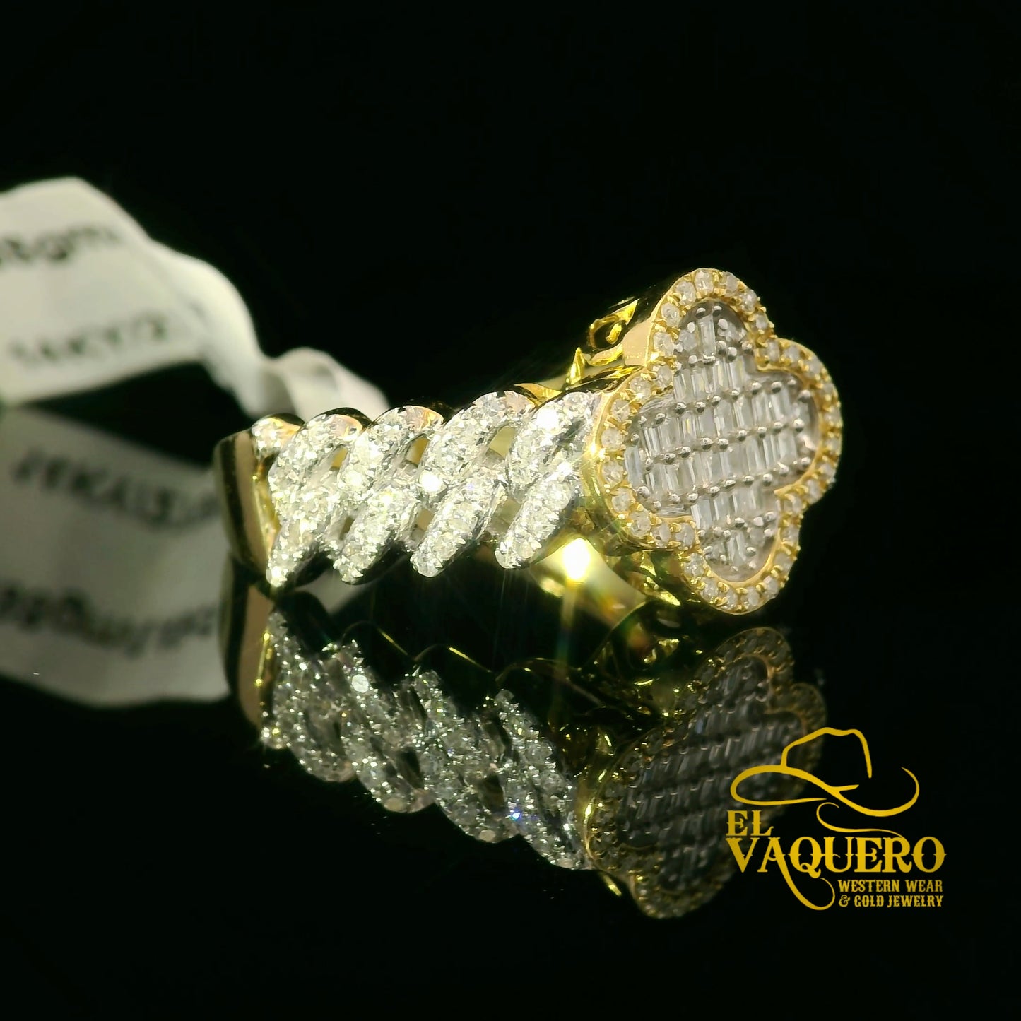 14K Gold Clover Shape Diamond Cluster Ring