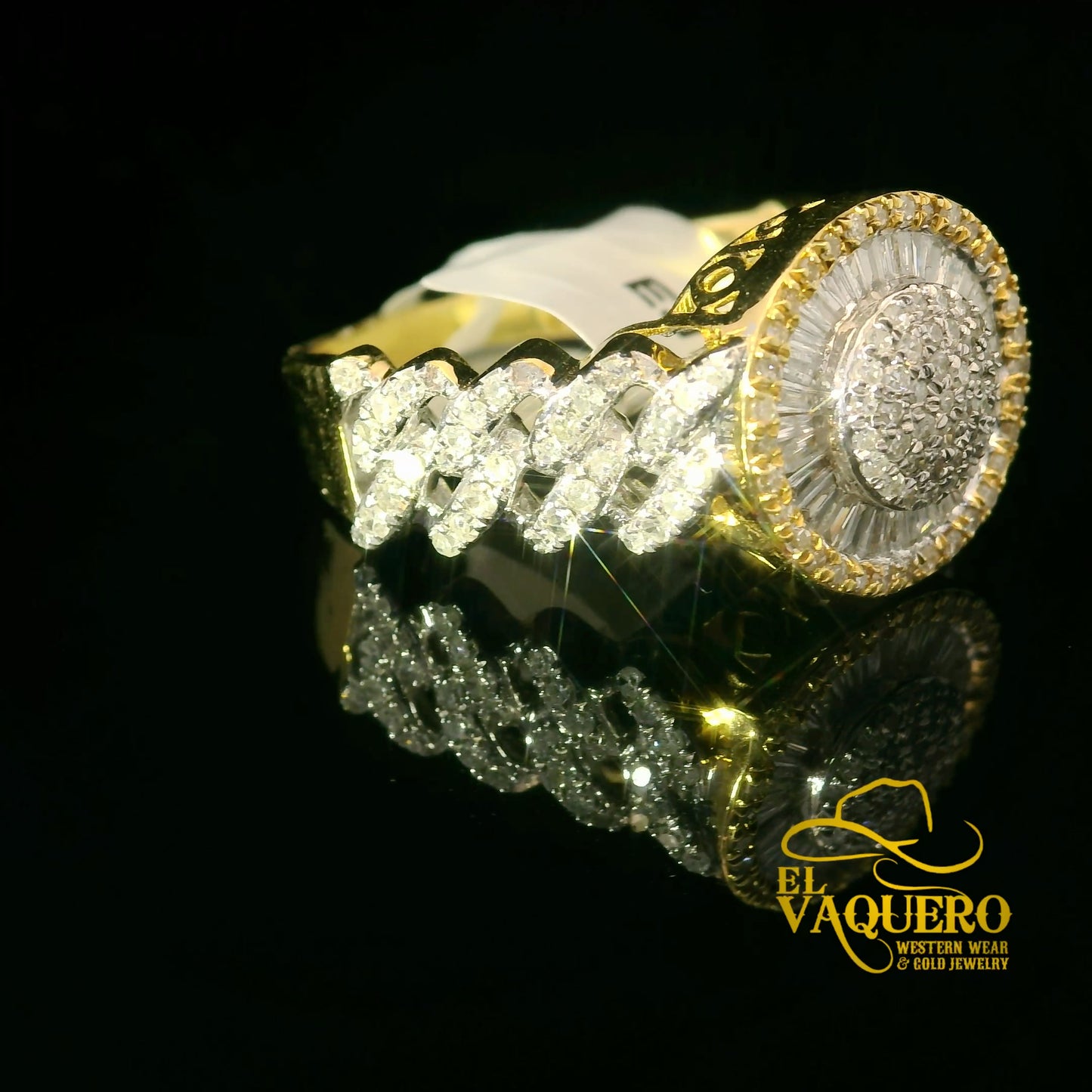 14K Gold Radiant Halo Diamond Ring
