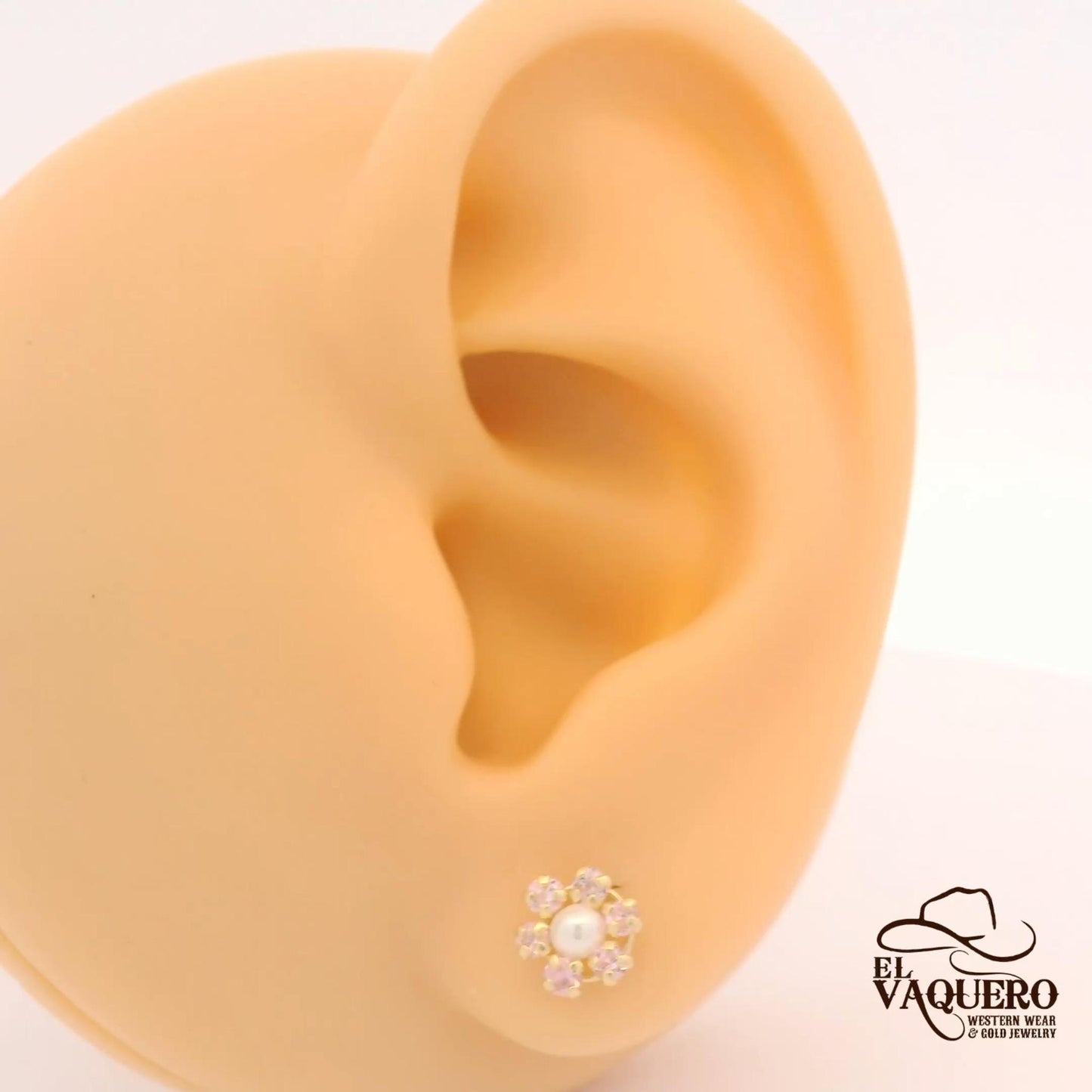 14K Gold Pearl Flower Stud Earrings – Multiple Colors