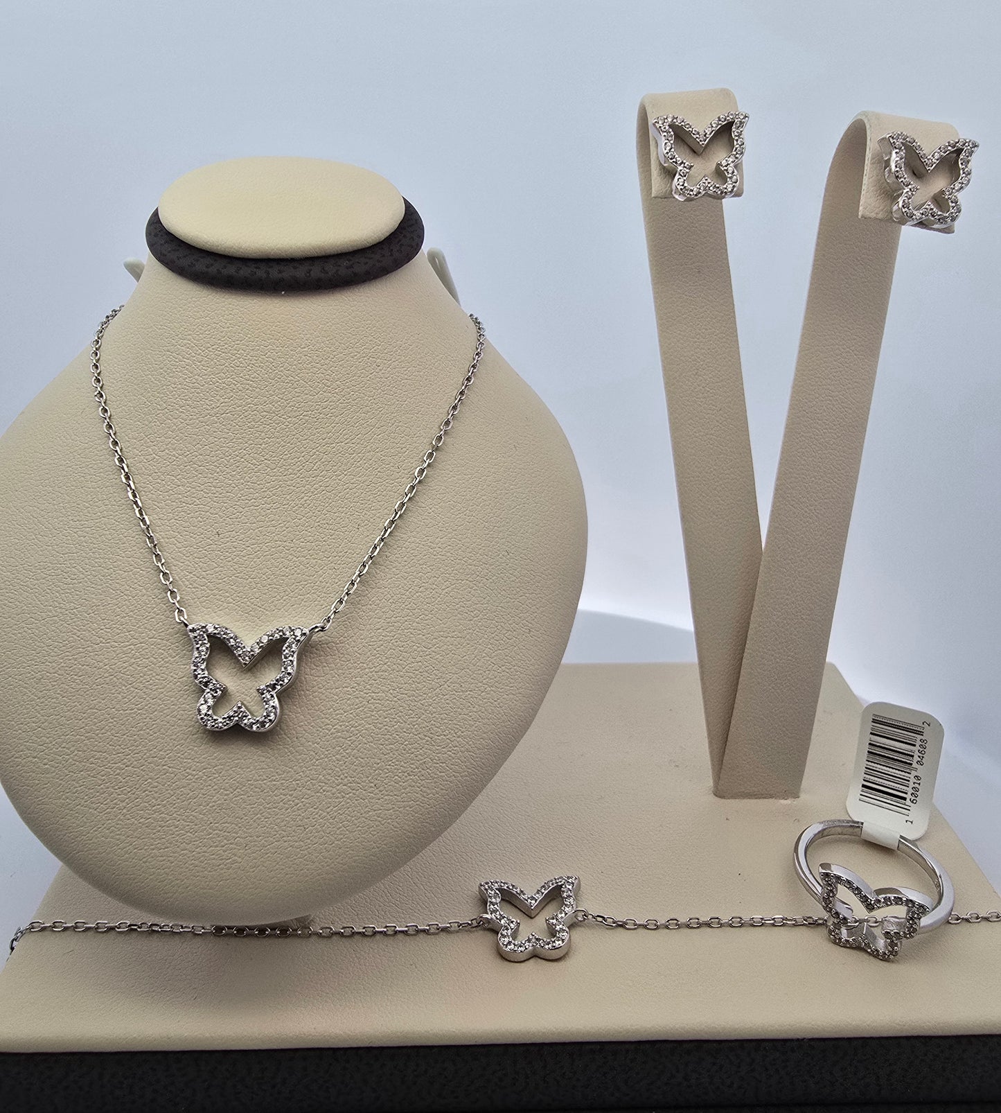 Set Silver 925 Necklace, Bracelet, Earrings & Ring