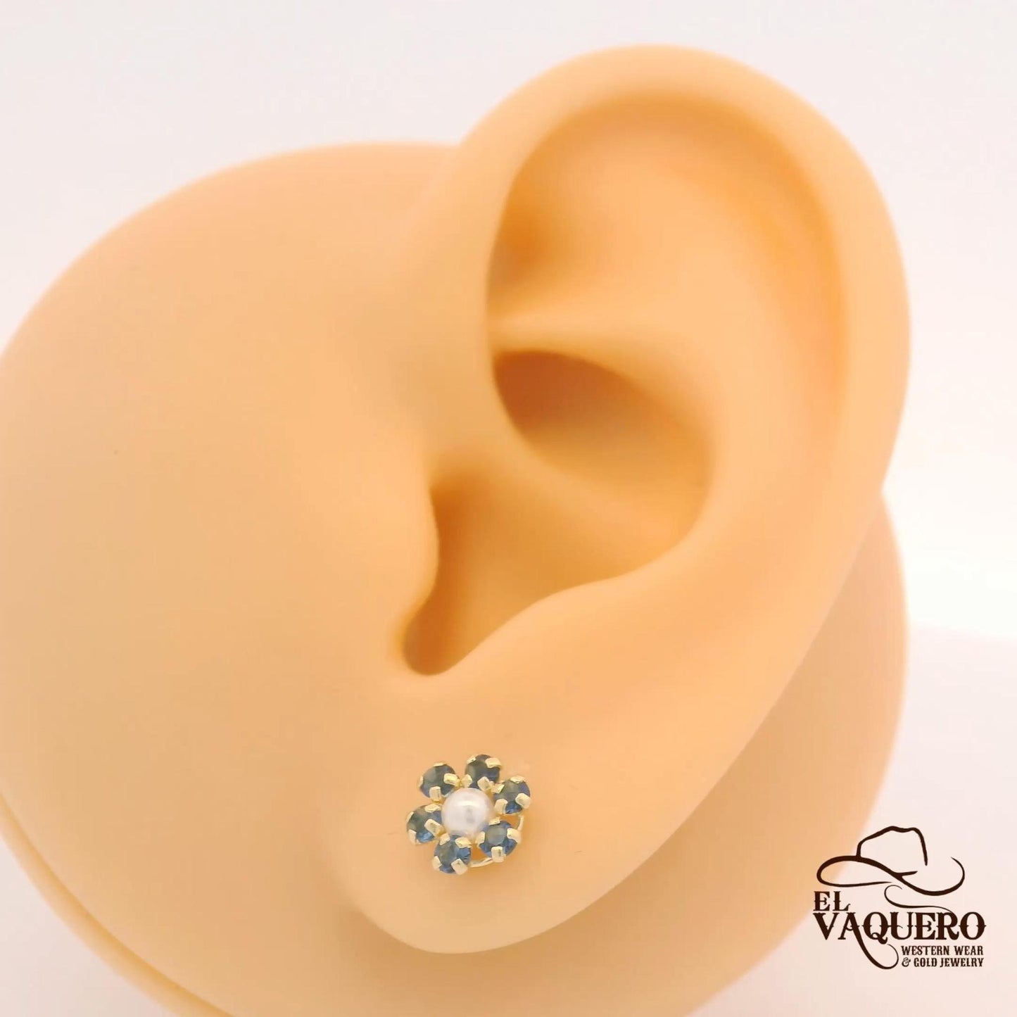 14K Gold Pearl Flower Stud Earrings – Multiple Colors