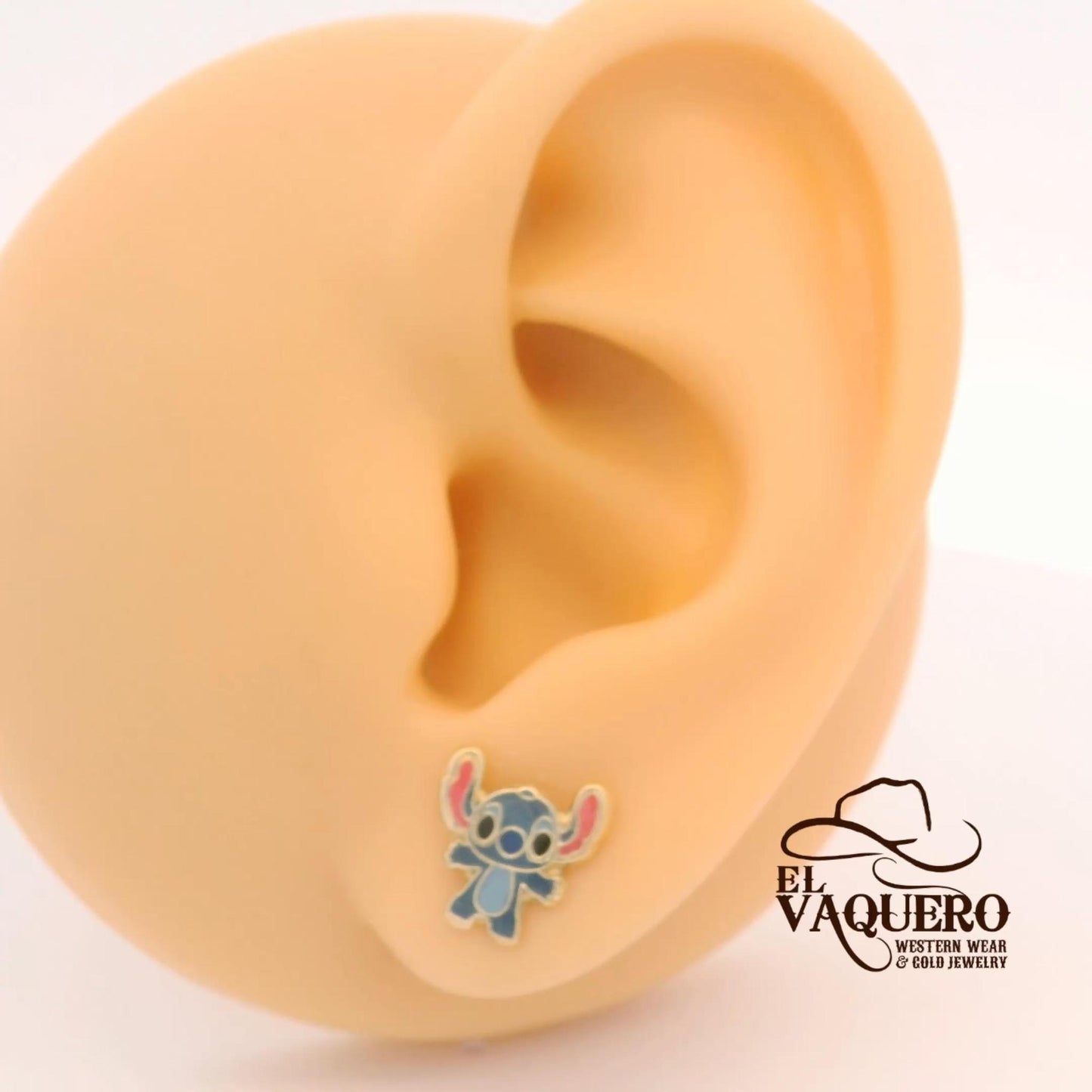 14K Gold Alien Character Stud Earrings
