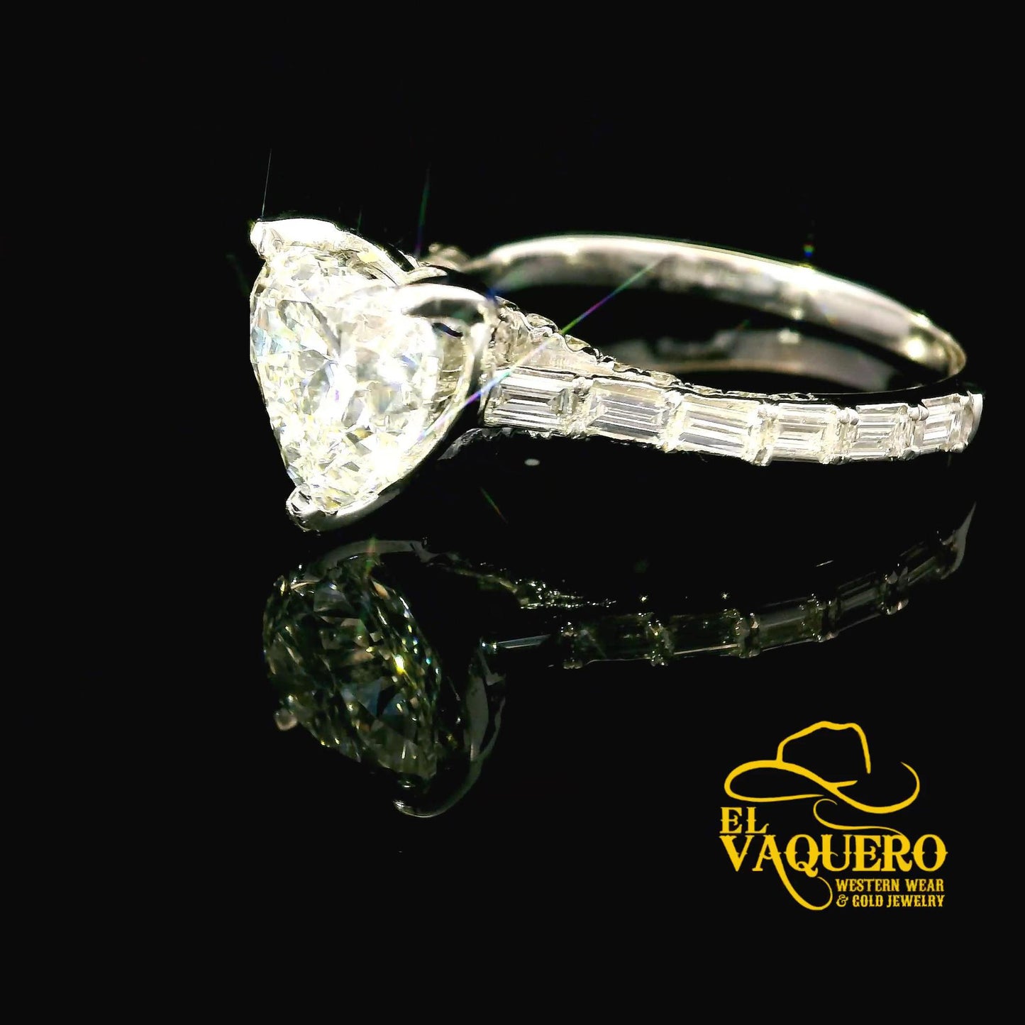 14K Gold Heart-Cut Solitaire CVD Diamond Engagement Ring