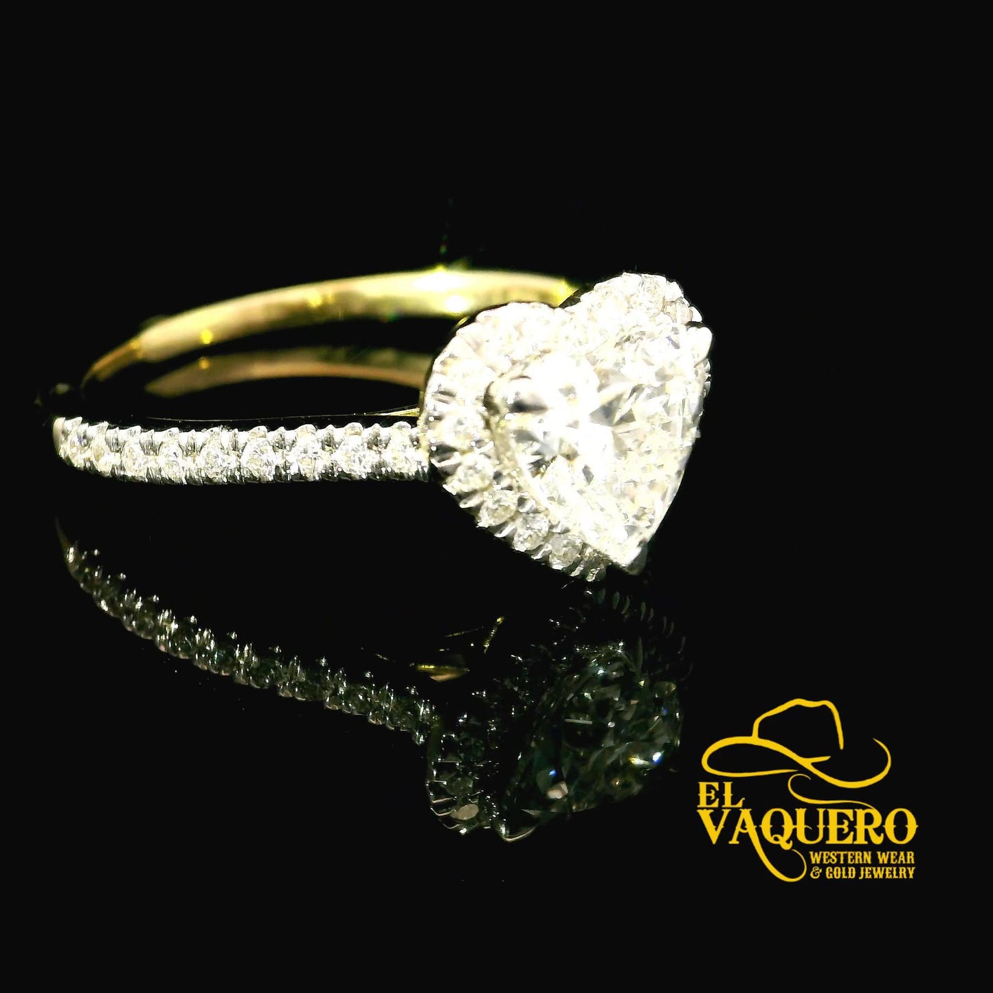 14K Gold Heart Solitaire CVD Diamond Engagement Ring