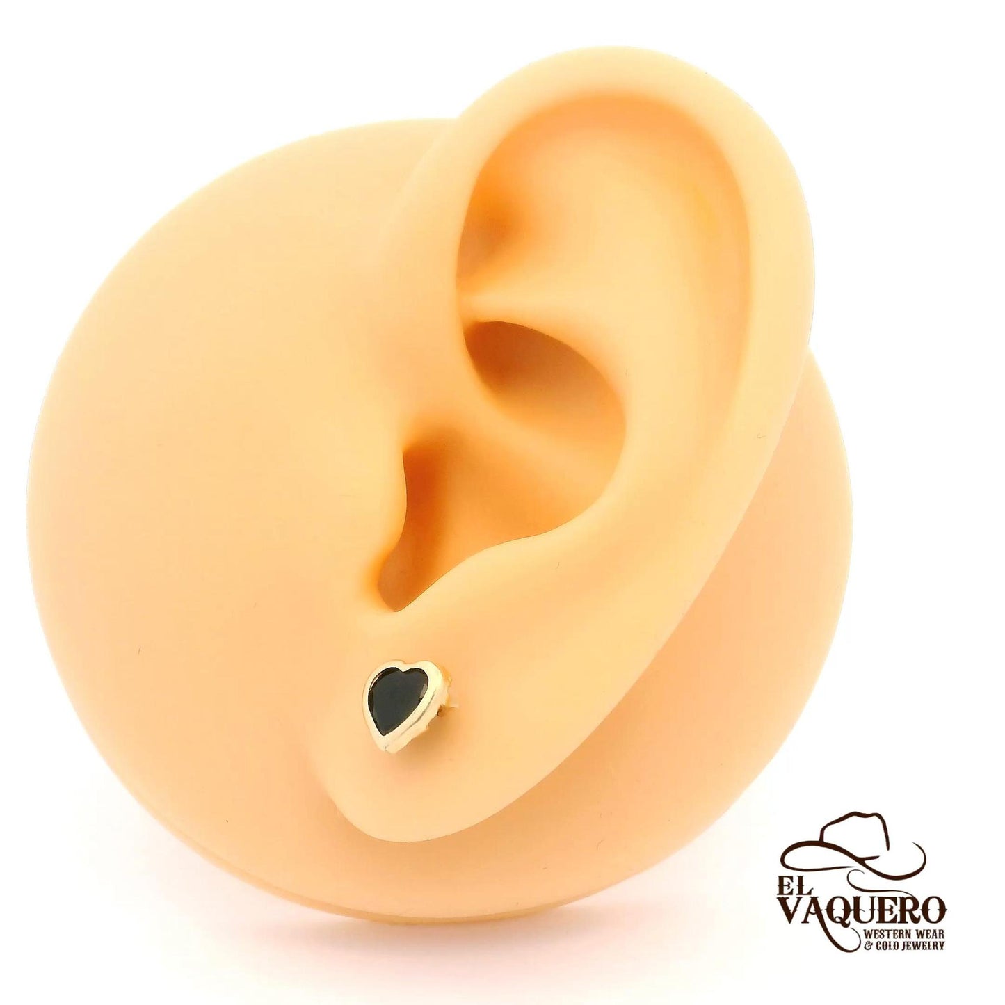 14K Gold Heart Gemstone Stud Earrings