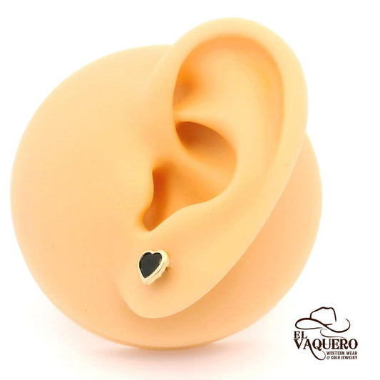 14K Gold Heart Gemstone Stud Earrings