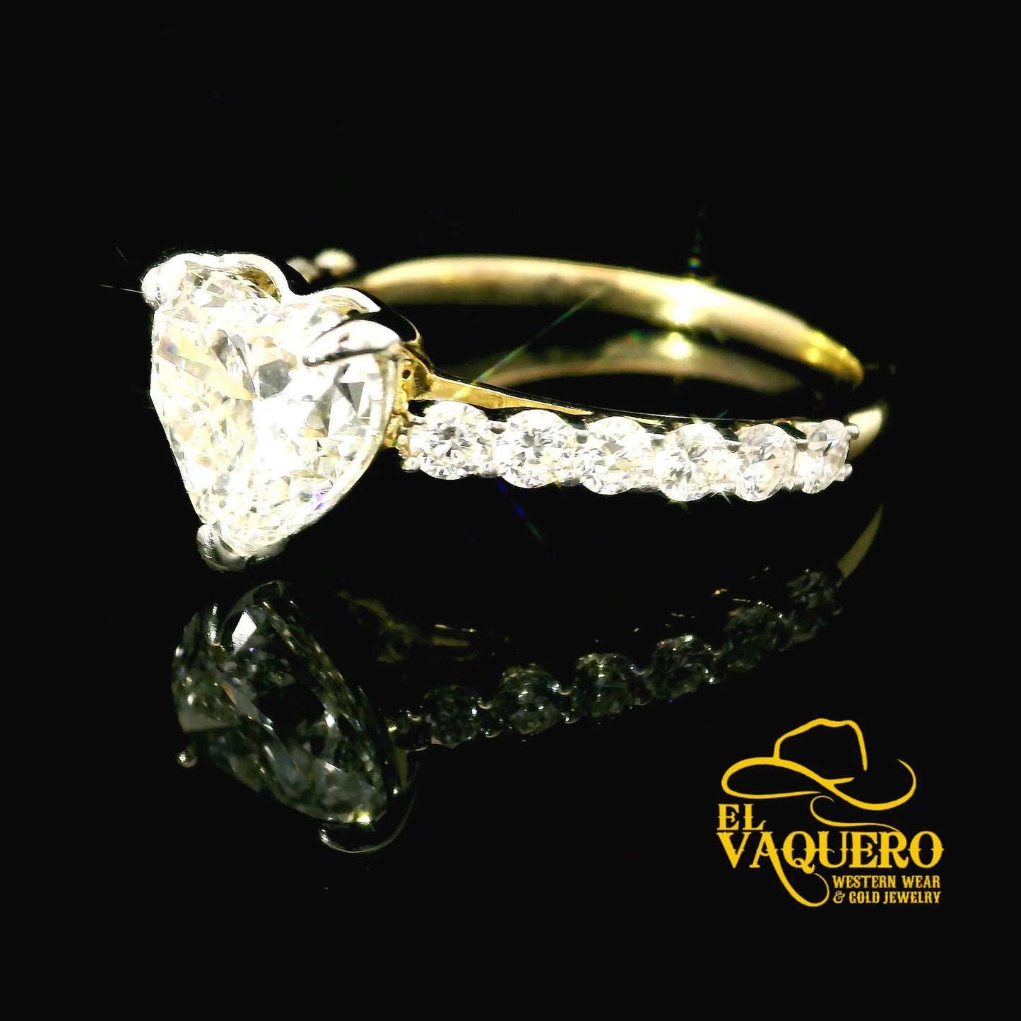 14K Gold Heart-Cut CVD Diamond Engagement Ring