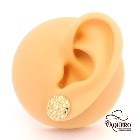 14K Gold Nugget Ball Stud Earrings