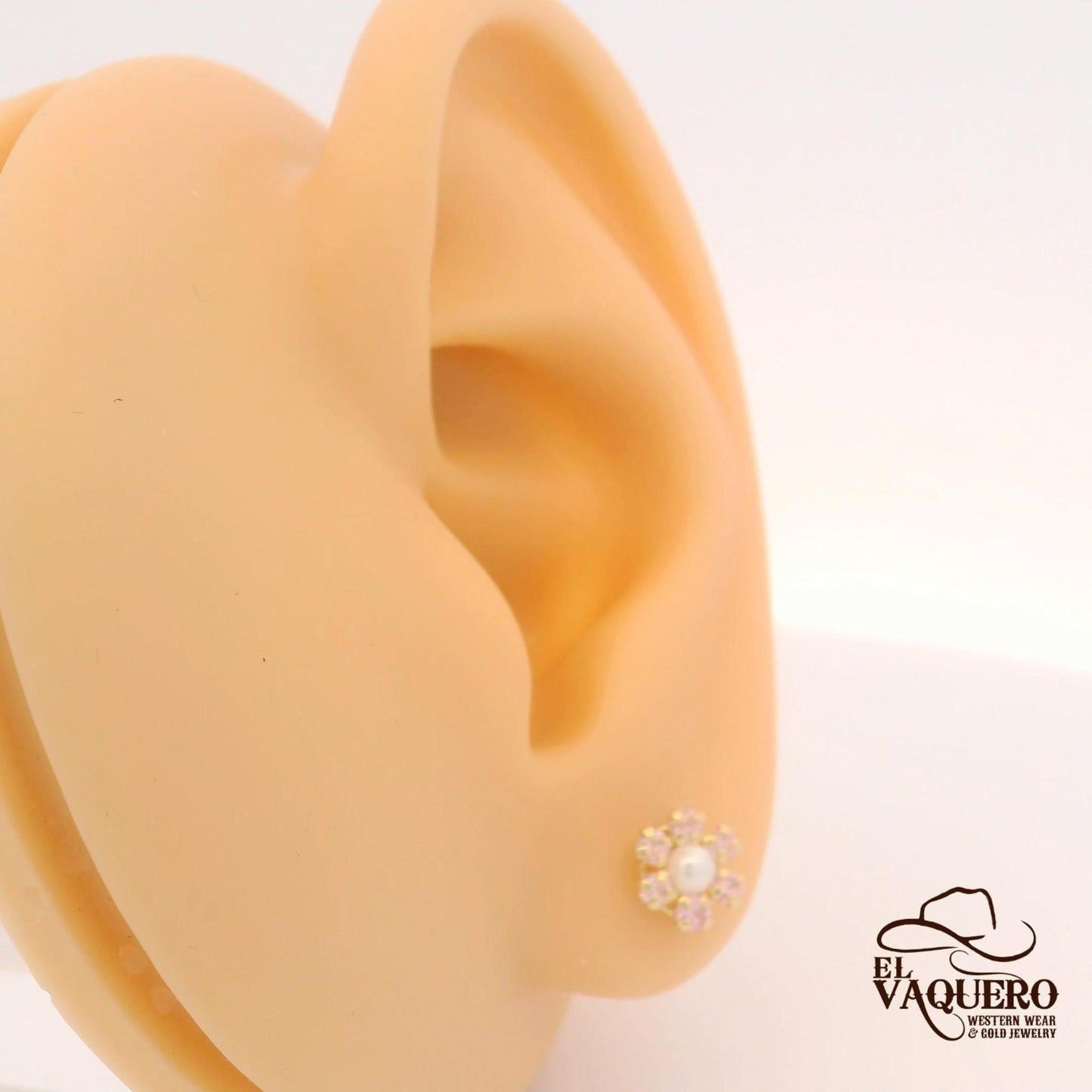 14K Gold Pearl Flower Stud Earrings – Multiple Colors