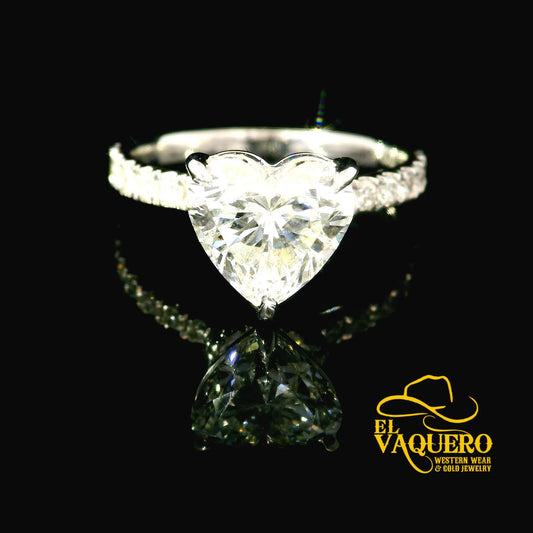 14K White Gold Solitaire with Accent Band  CVD Diamond Engagement Ring