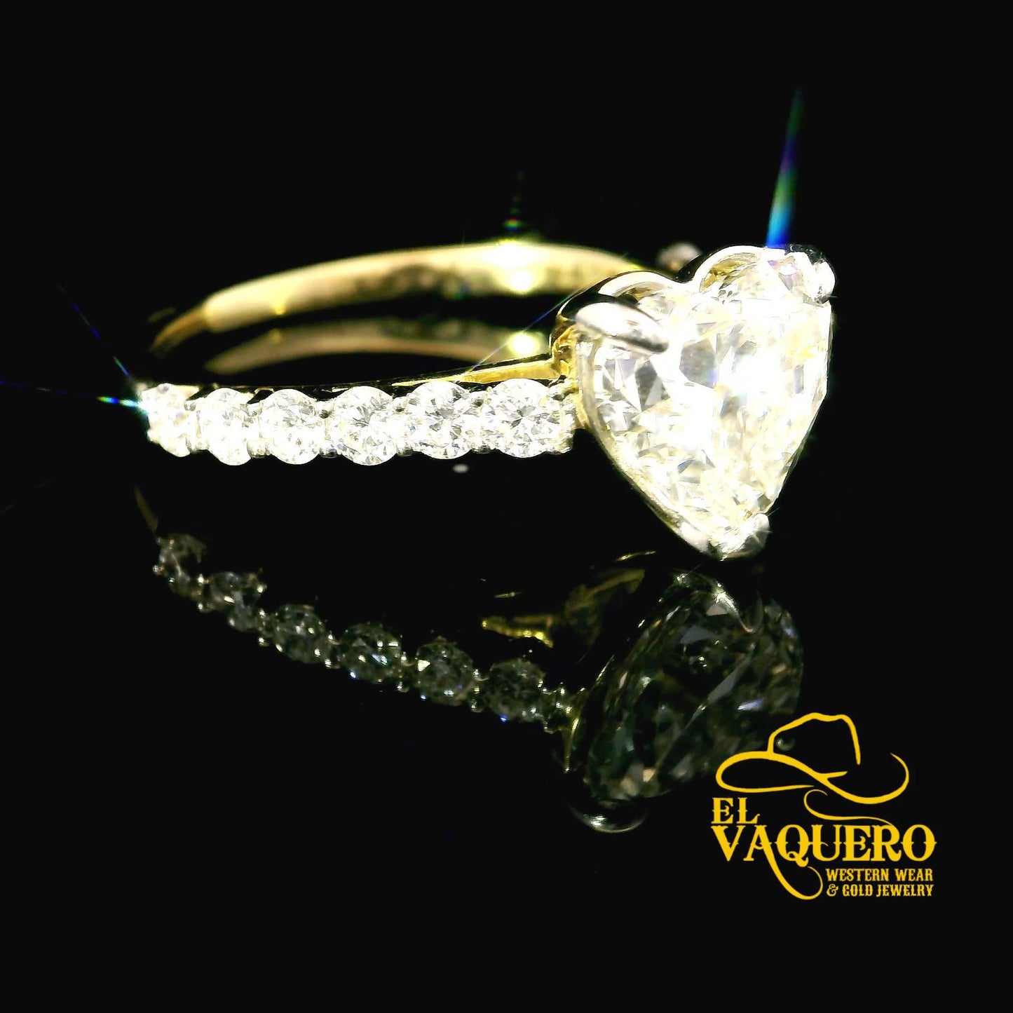 14K Gold Heart-Cut CVD Diamond Engagement Ring