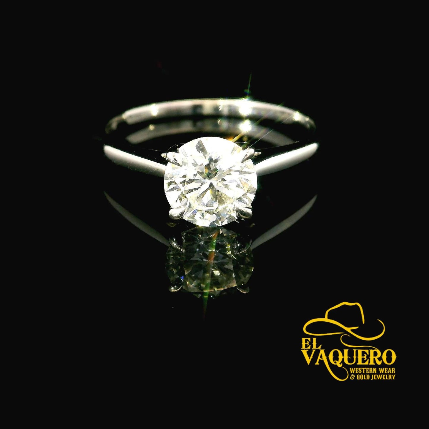 14K White Gold Solitaire CVD Diamond Engagement Ring