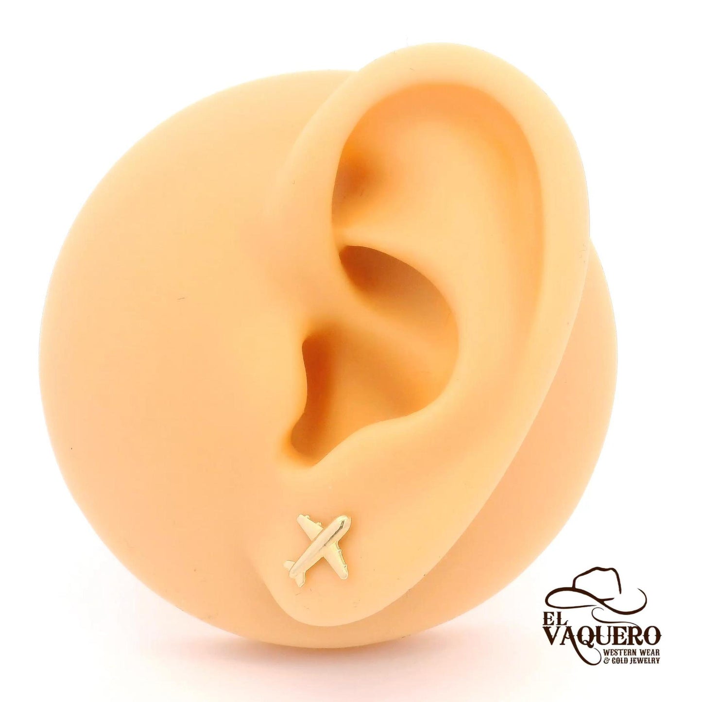 14K Gold Airplane Stud Earrings