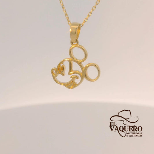 14K Gold Outline Mickey Mouse Pendant